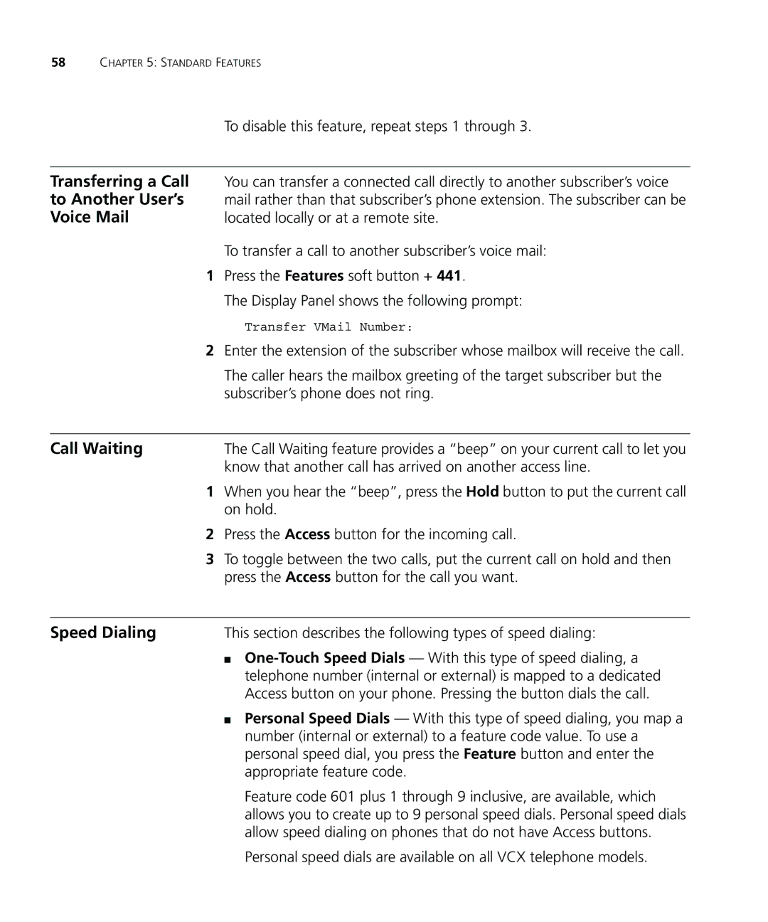 3Com VCX V7000 IP manual Transferring a Call, To Another User’s, Call Waiting, Speed Dialing 