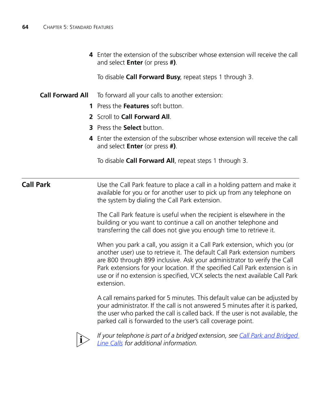 3Com VCX V7000 IP manual Call Park, Scroll to Call Forward All 