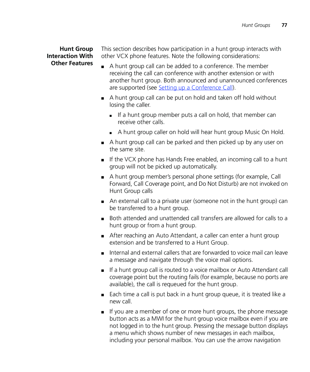 3Com VCX V7000 IP manual Hunt Group Interaction With Other Features 