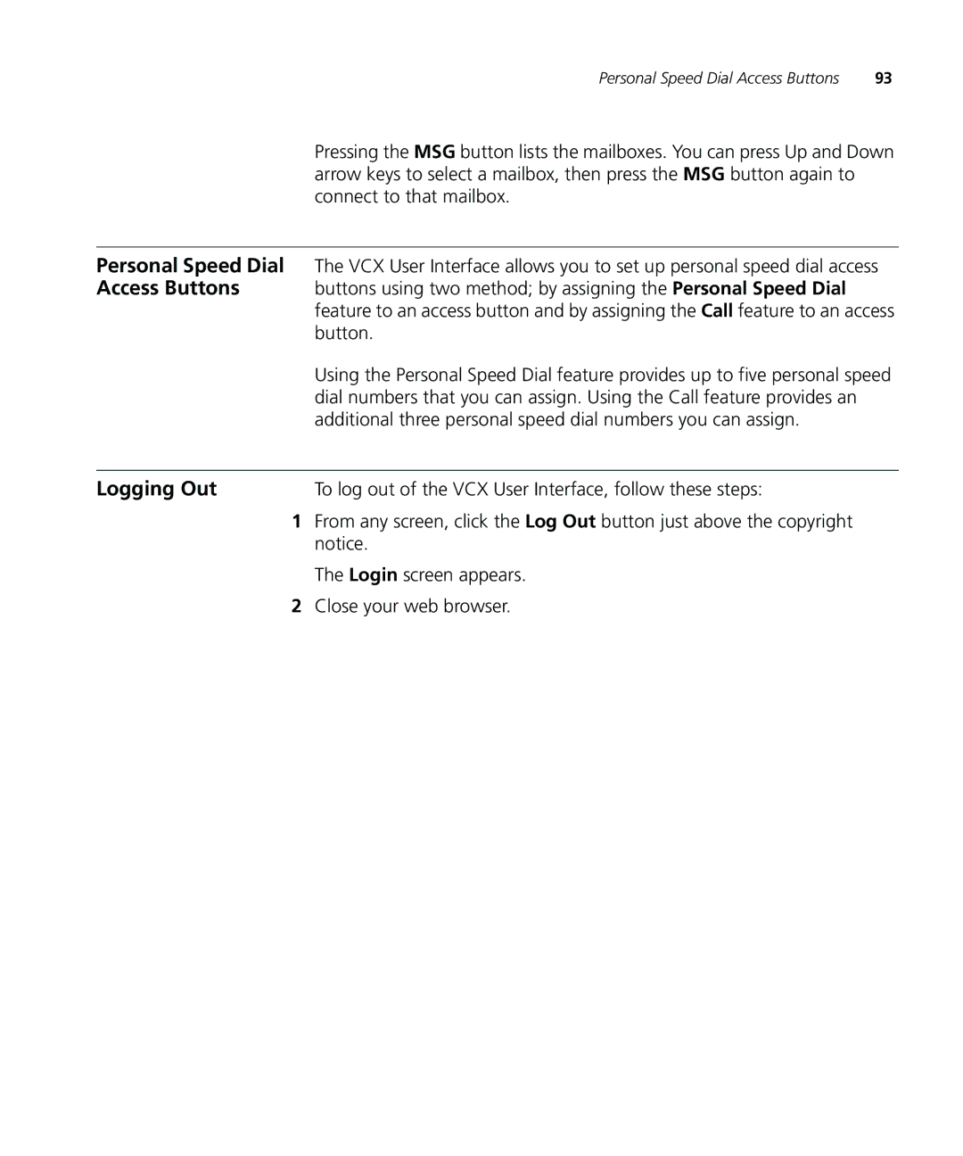 3Com VCX V7000 IP manual Logging Out 