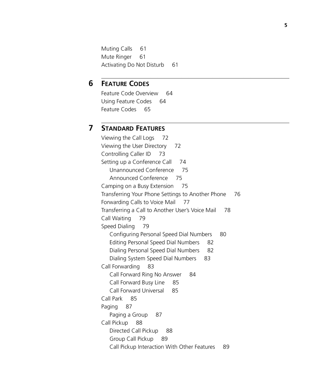 3Com VCX V7000 manual Feature Codes 