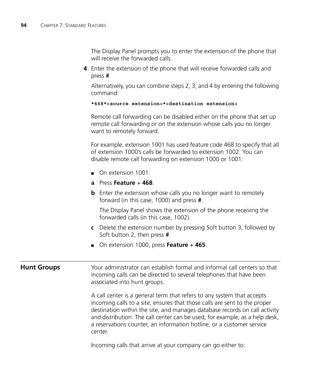 3Com VCX V7000 manual Hunt Groups, Associated into hunt groups, Center 