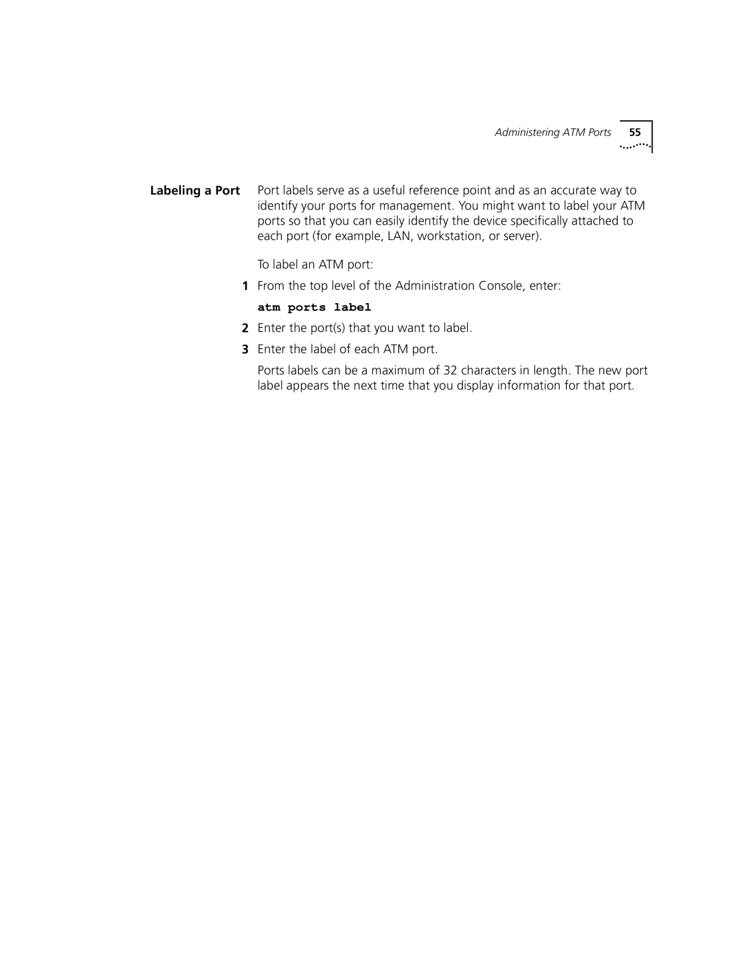 3Com Version 8.1.2 manual Administering ATM Ports 