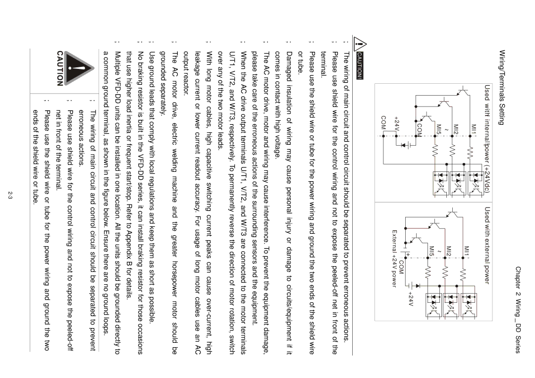 3Com VFD-D D manual Wiring/Terminals Setting 