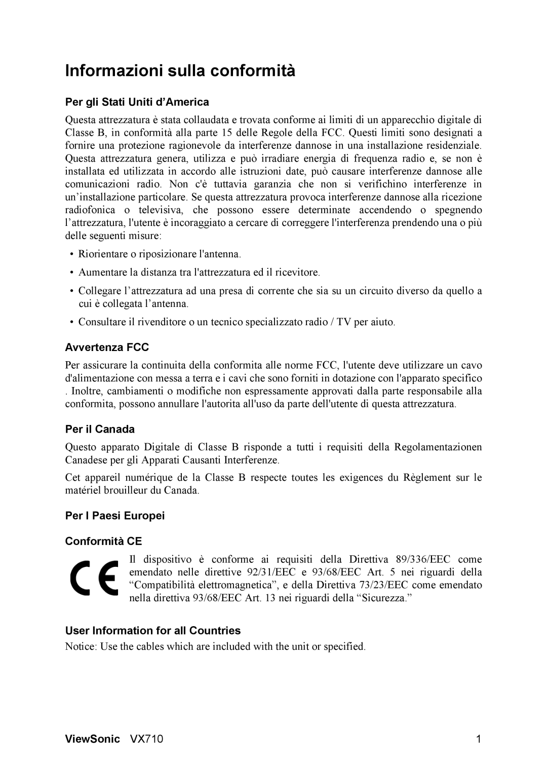 3Com VX710 manual Informazioni sulla conformità 