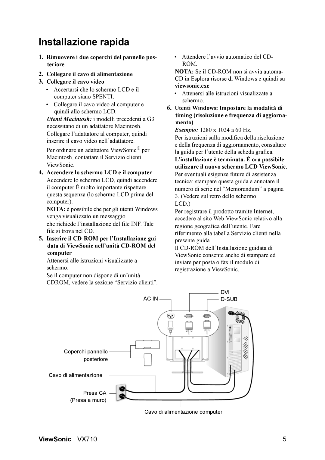 3Com VX710 manual Installazione rapida, Lcd 