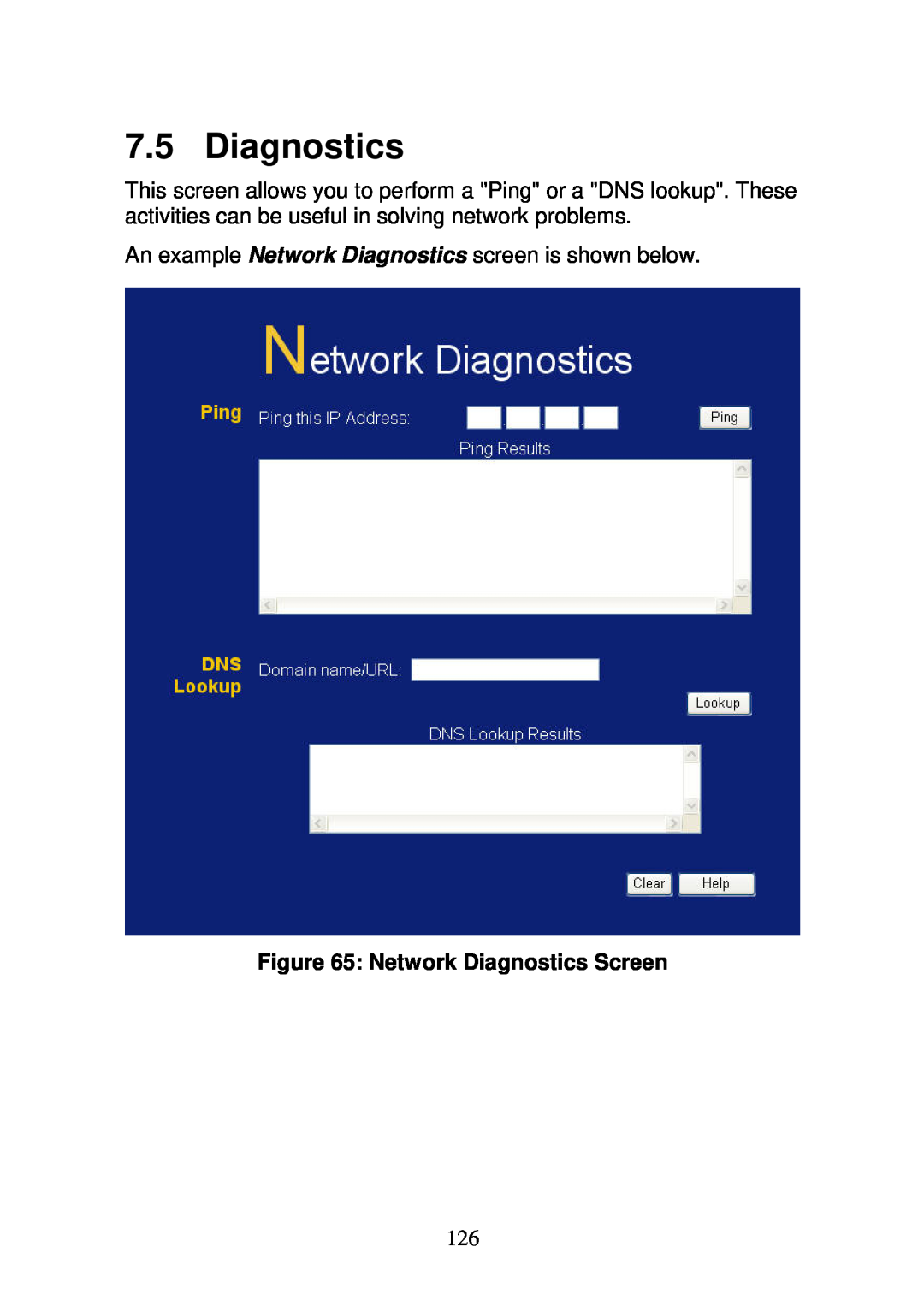 3Com WBR-6000 user manual Network Diagnostics Screen 