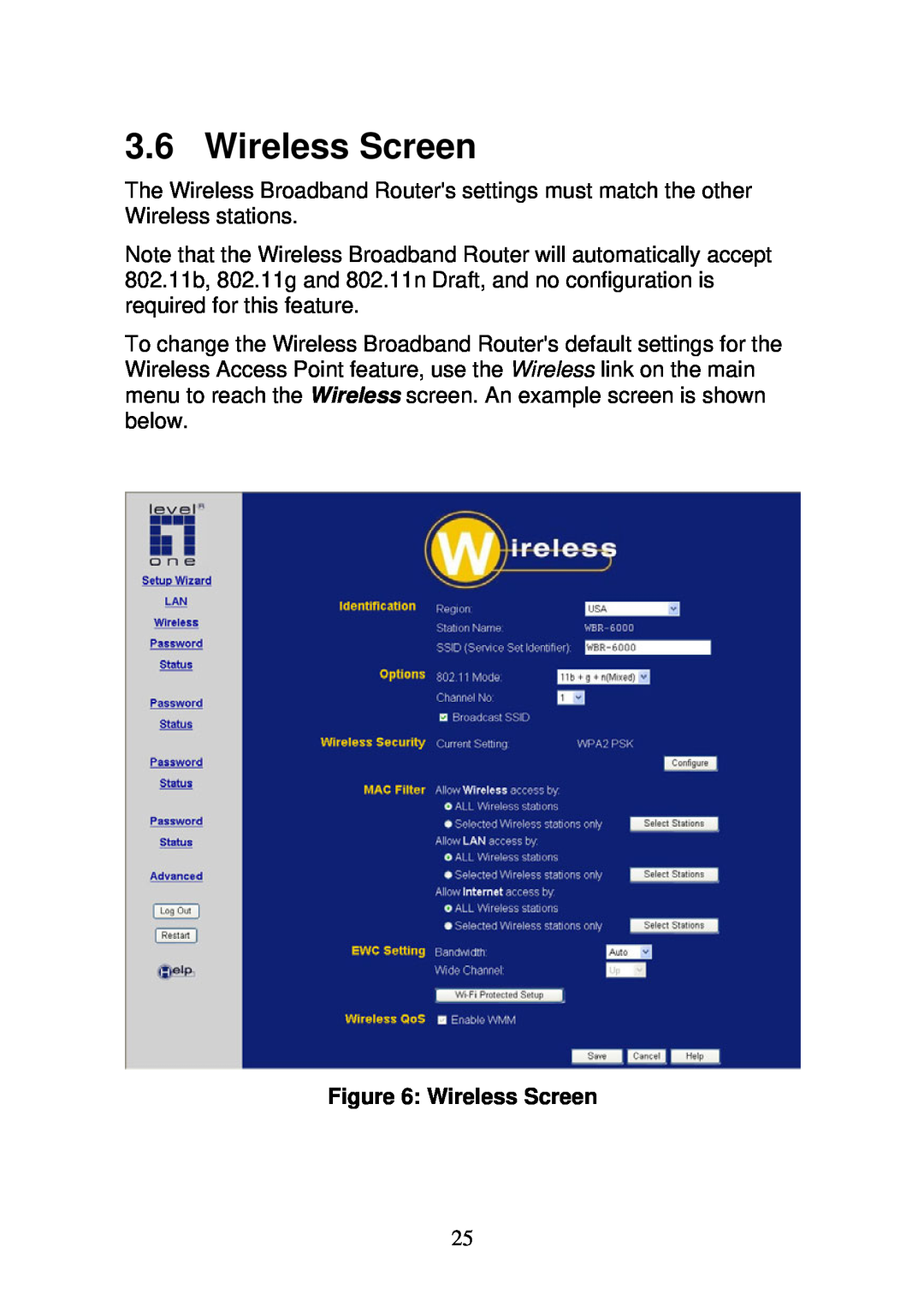 3Com WBR-6000 user manual Wireless Screen 