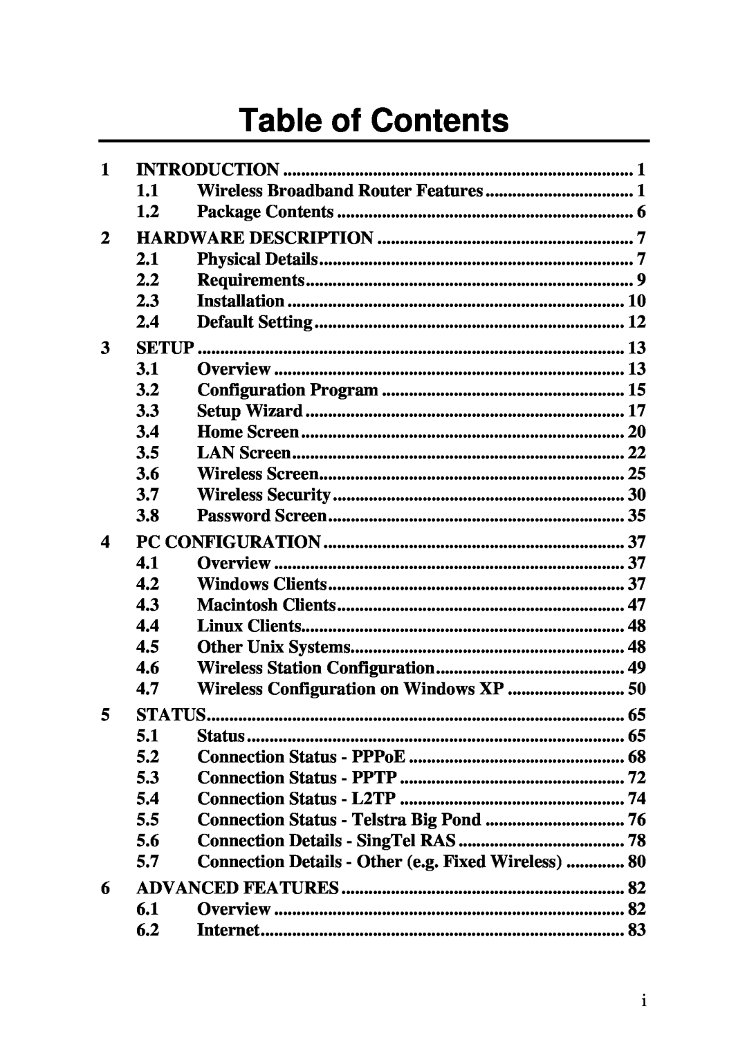 3Com WBR-6000 user manual Table of Contents 