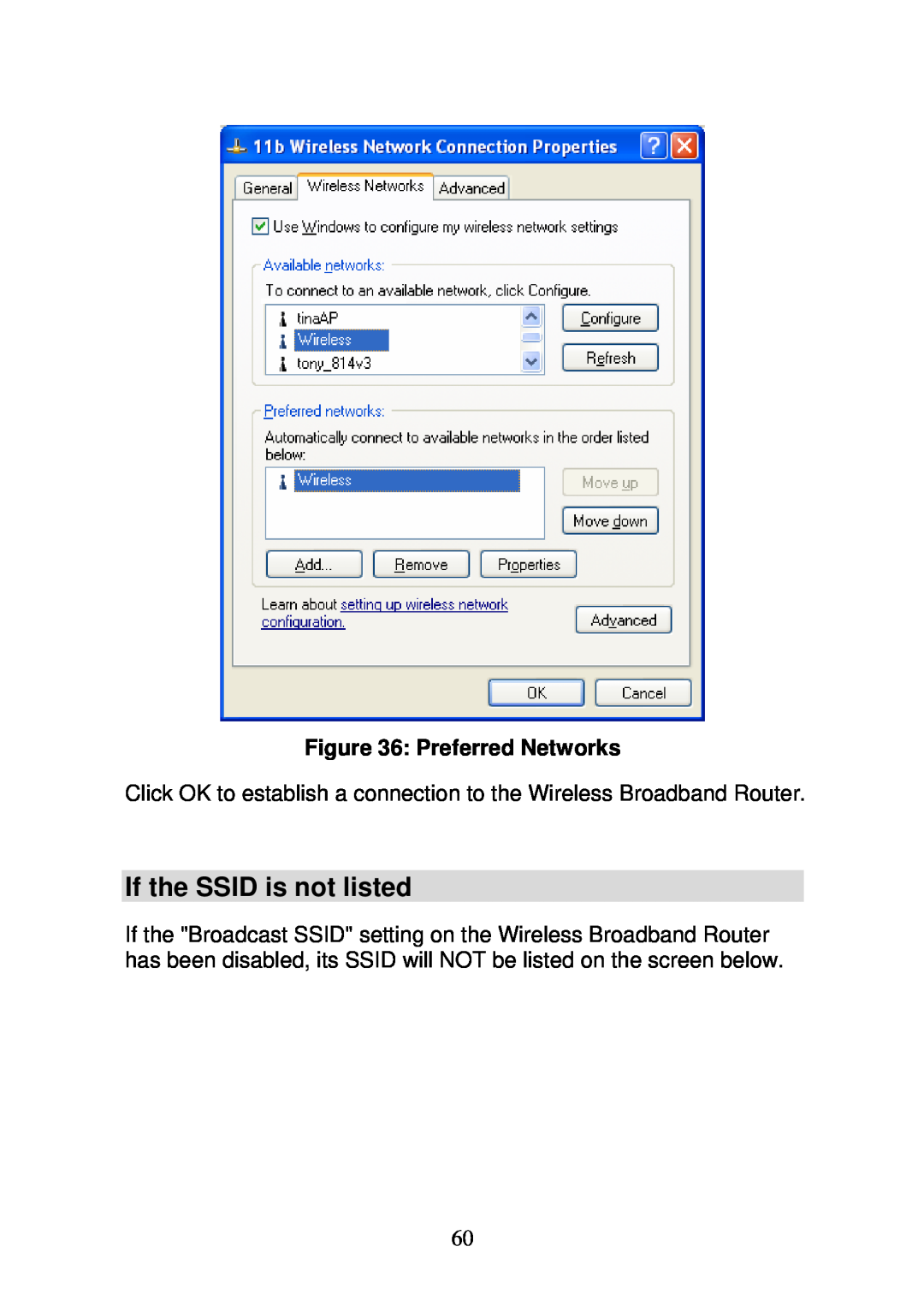 3Com WBR-6000 user manual If the SSID is not listed, Preferred Networks 