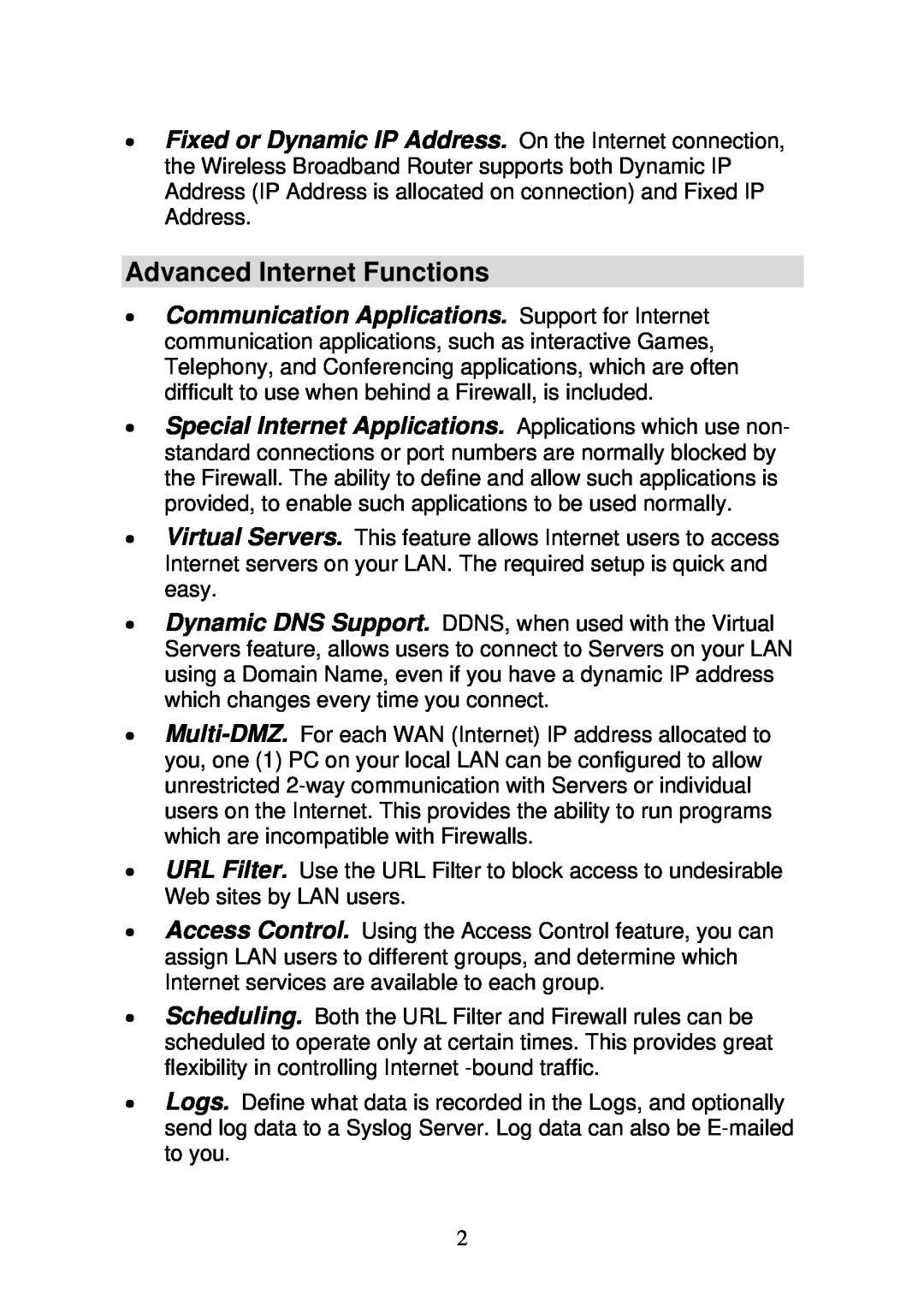 3Com WBR-6000 user manual Advanced Internet Functions 