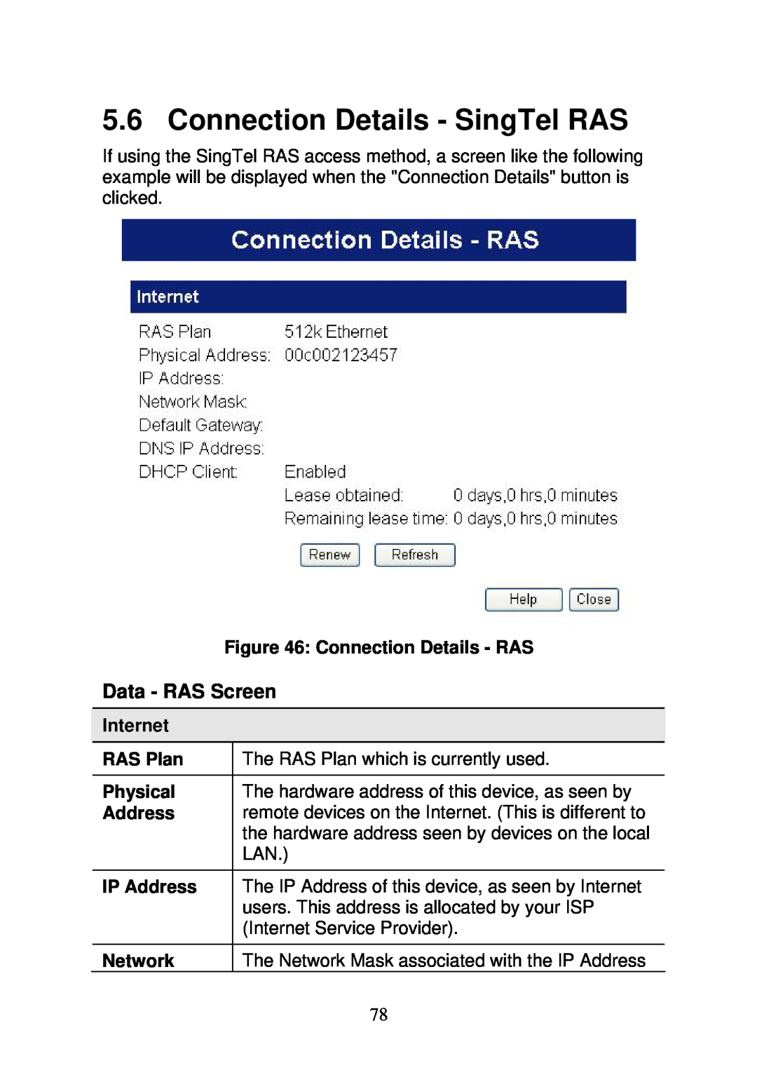 3Com WBR-6000 Connection Details - SingTel RAS, Data - RAS Screen, Connection Details - RAS, RAS Plan, Network, Internet 