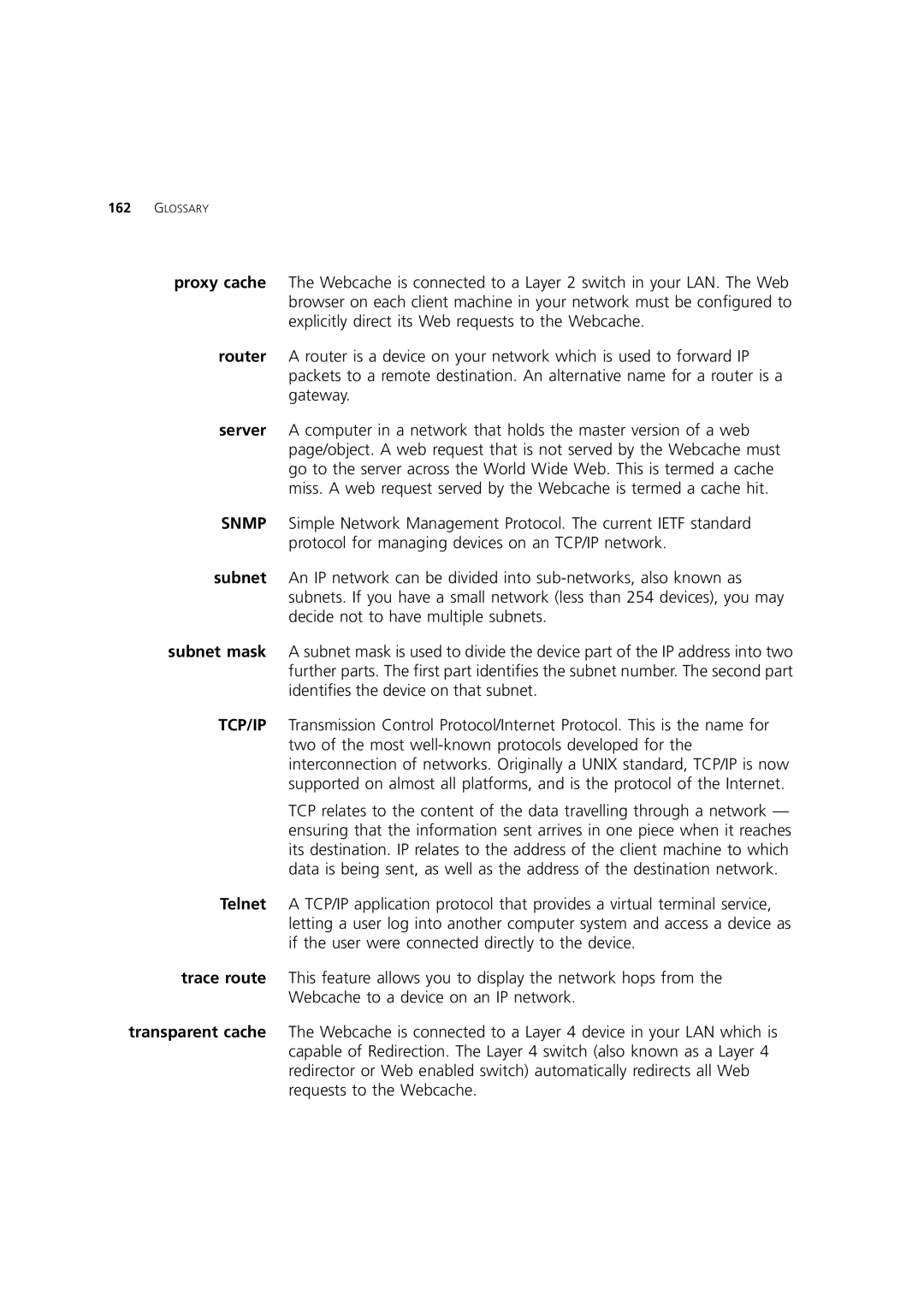 3Com Webcache 1000 (3C16115), Webcache 3000 (3C16116) manual Glossary 