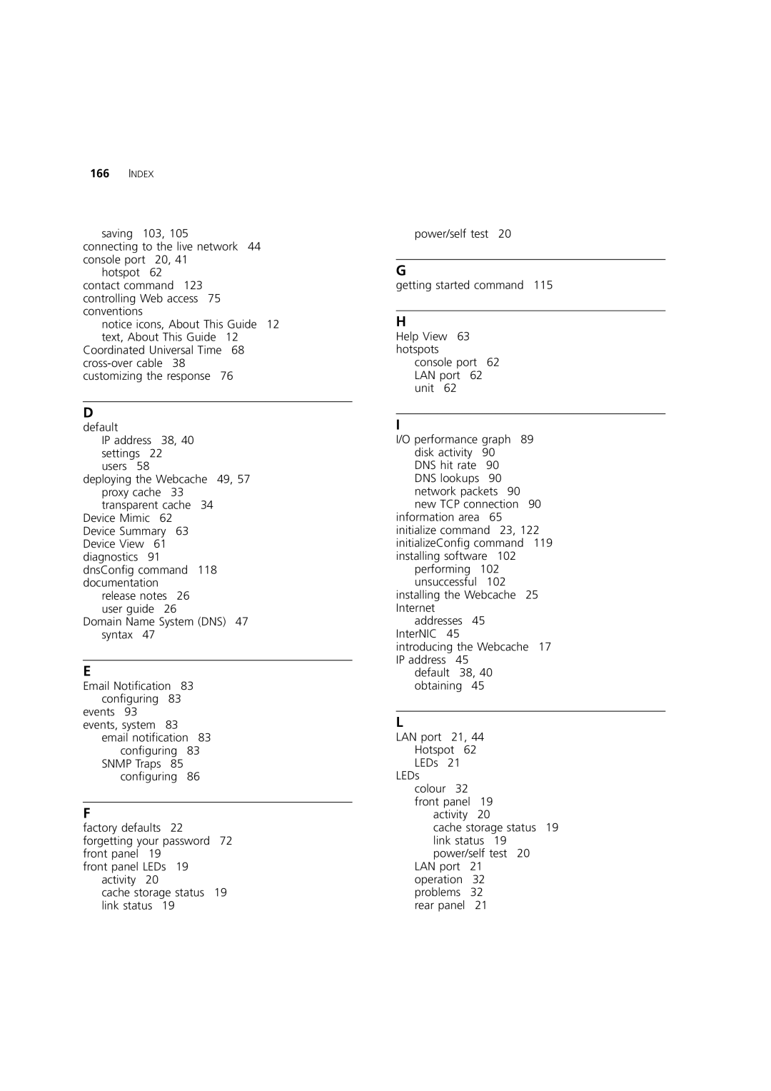 3Com Webcache 1000 (3C16115), Webcache 3000 (3C16116) manual Index 