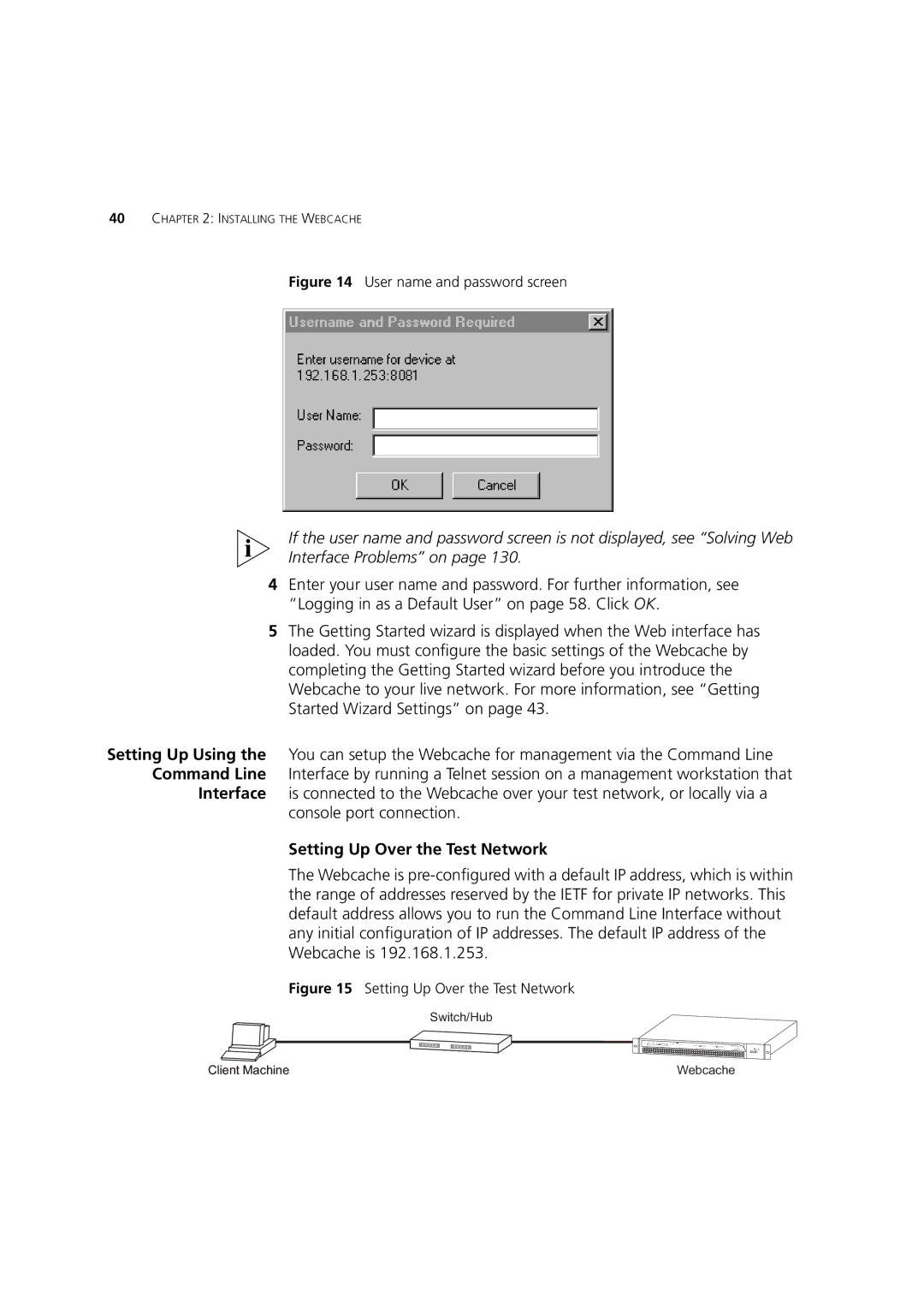 3Com Webcache 1000 (3C16115), Webcache 3000 (3C16116) manual User name and password screen 