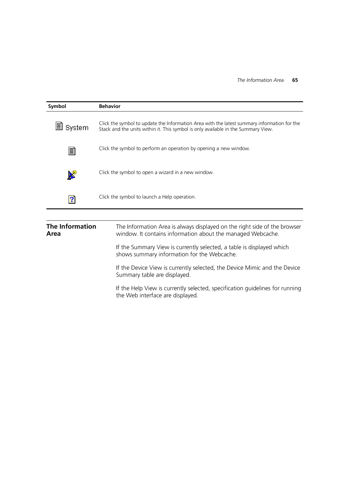 3Com Webcache 3000 (3C16116), Webcache 1000 (3C16115) manual Information, Area 