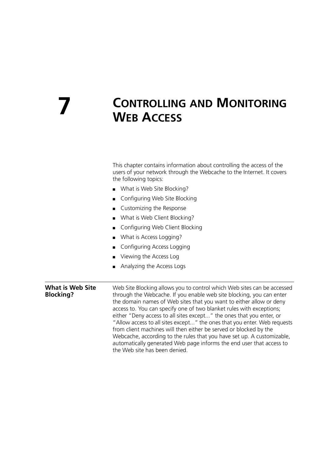 3Com Webcache 3000 (3C16116), Webcache 1000 (3C16115) manual WEB Access 