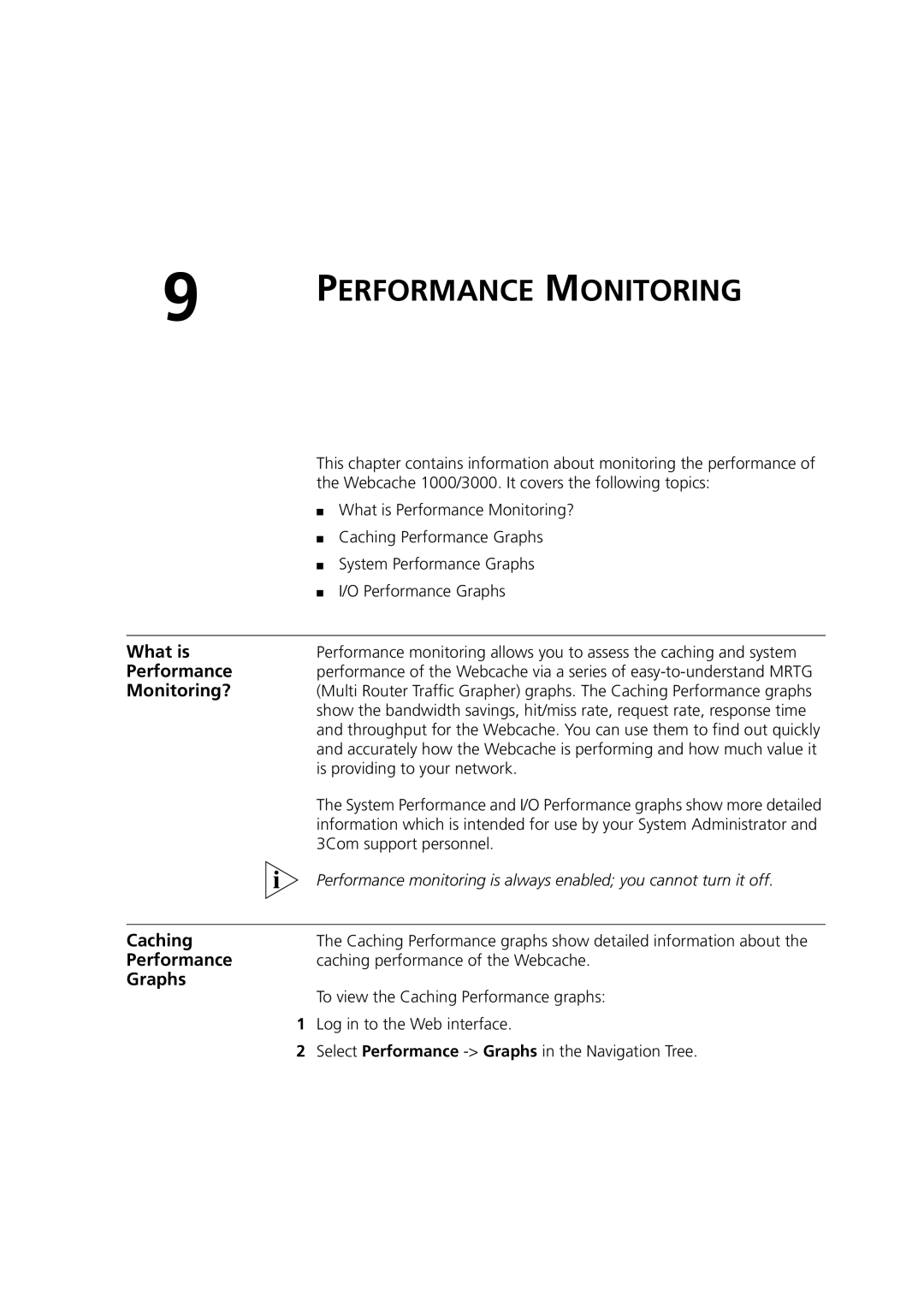 3Com Webcache 3000 (3C16116), Webcache 1000 (3C16115) manual Monitoring?, Caching 