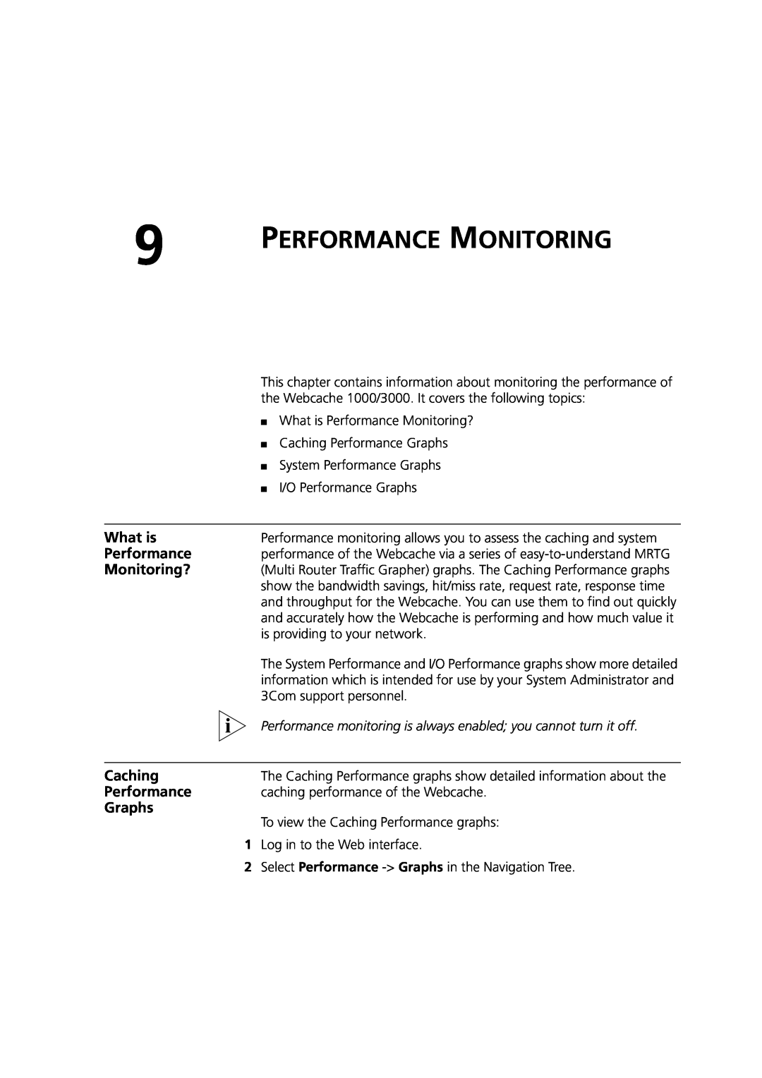 3Com Webcache 3000 (3C16116), Webcache 1000 (3C16115) manual Performance Monitoring, What is, Monitoring?, Caching, Graphs 