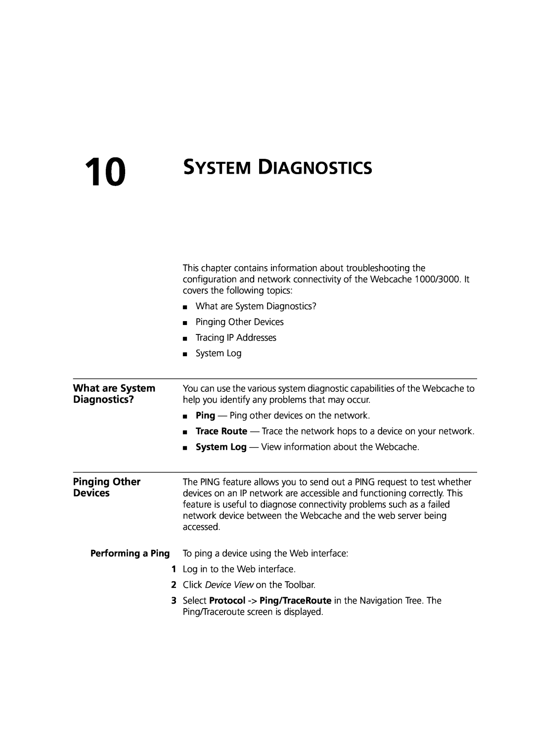 3Com Webcache 3000 (3C16116) manual System Diagnostics, What are System, Diagnostics?, Pinging Other, Devices 