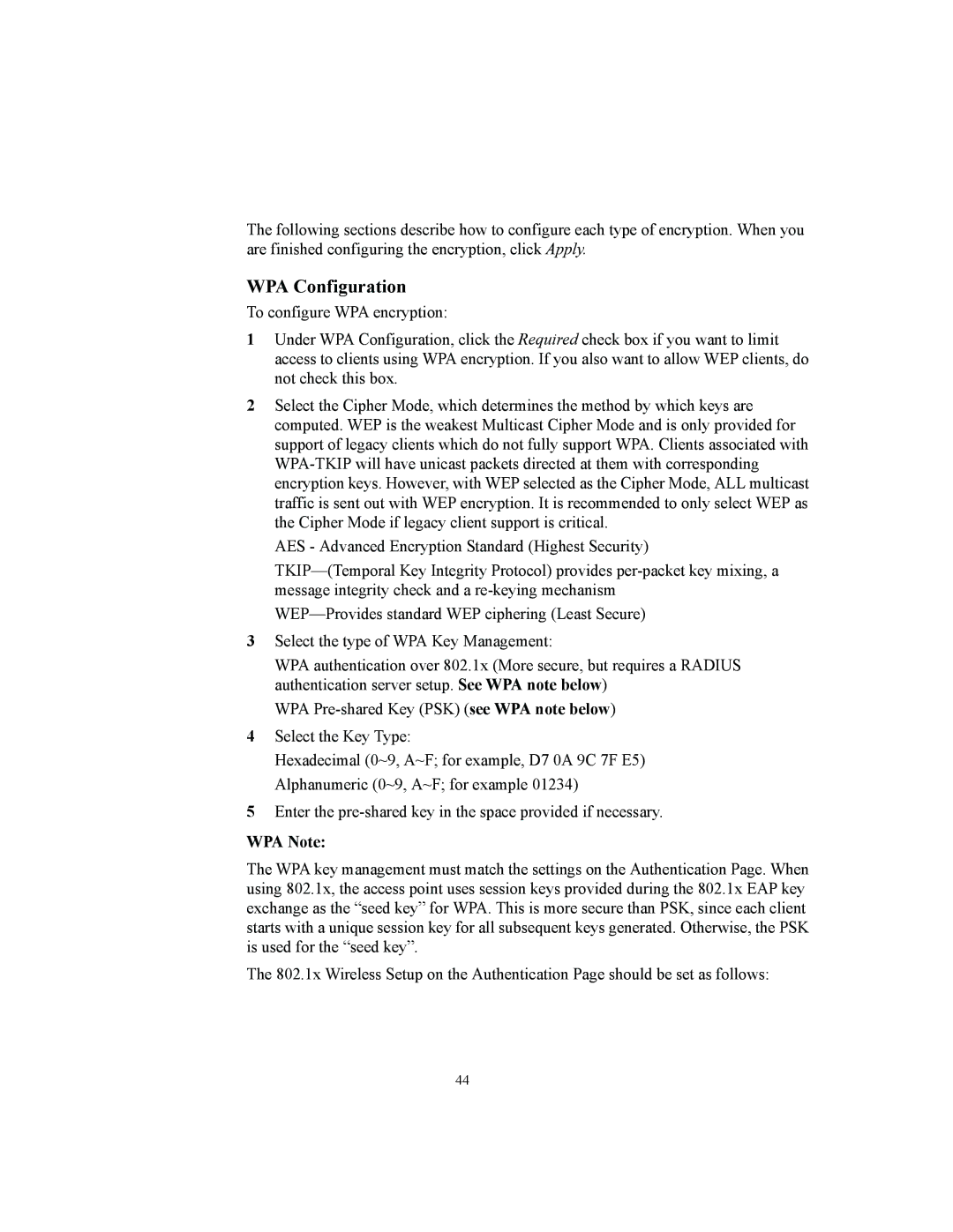 3Com WL-462, WL-450, WL-463 manual WPA Configuration 