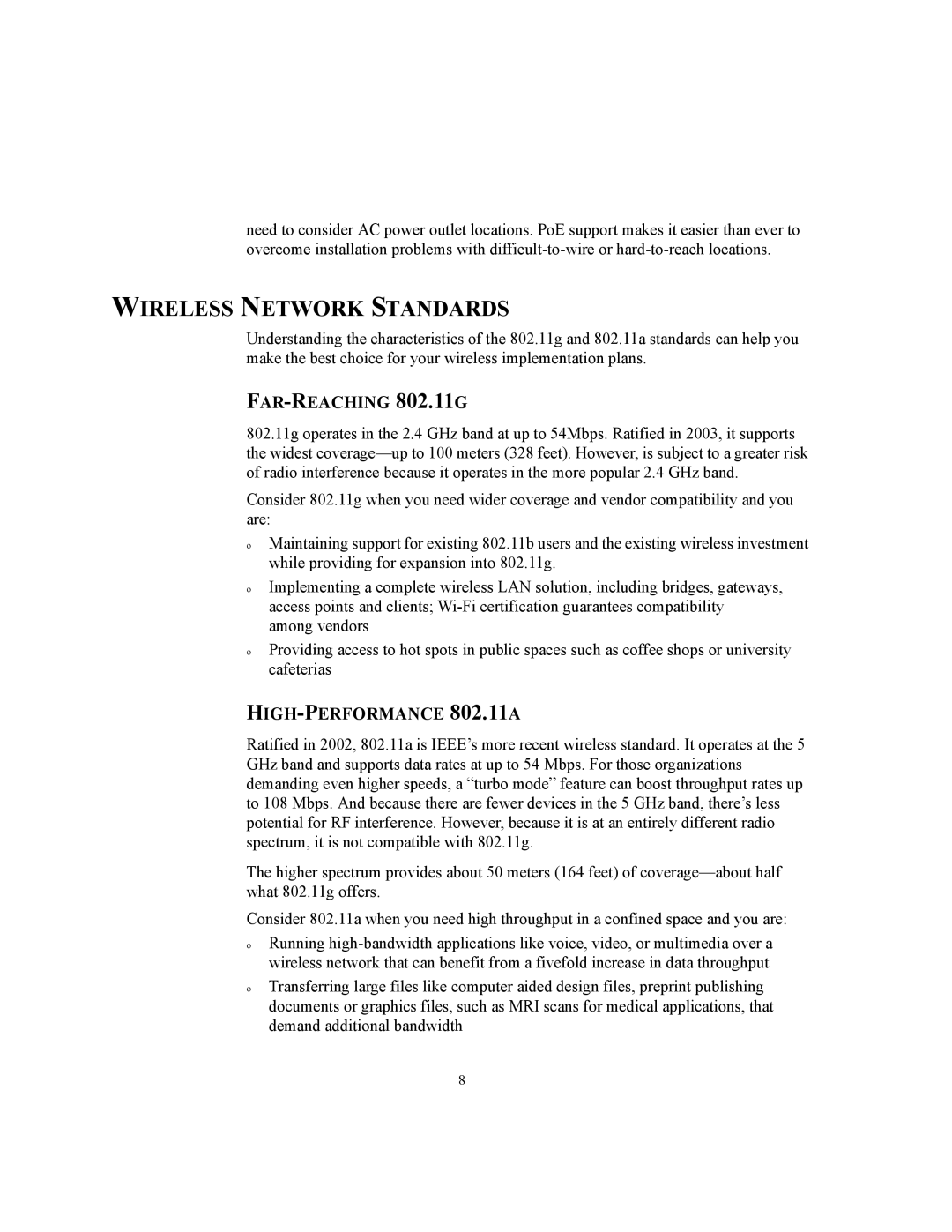 3Com WL-462, WL-450, WL-463 manual Wireless Network Standards, FAR-REACHING 802.11G, HIGH-PERFORMANCE 802.11A 