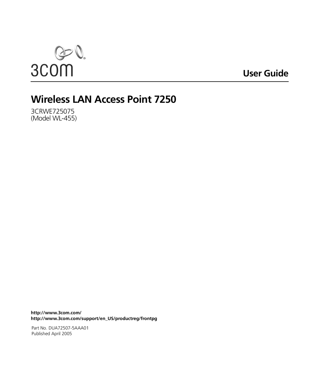 3Com WL-455 manual Wireless LAN Access Point 