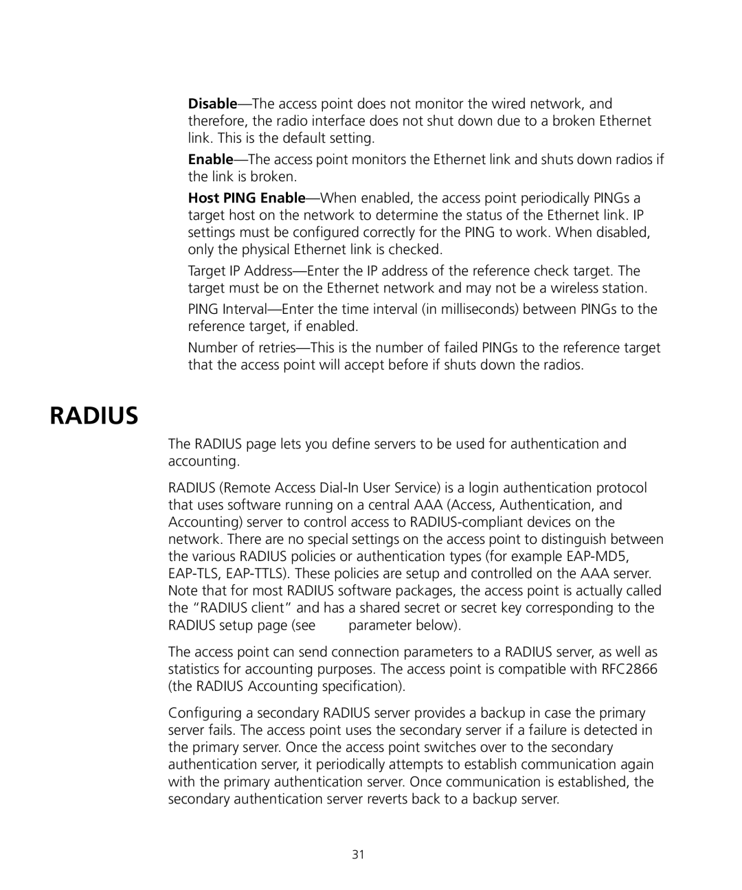 3Com WL-455 manual Radius 