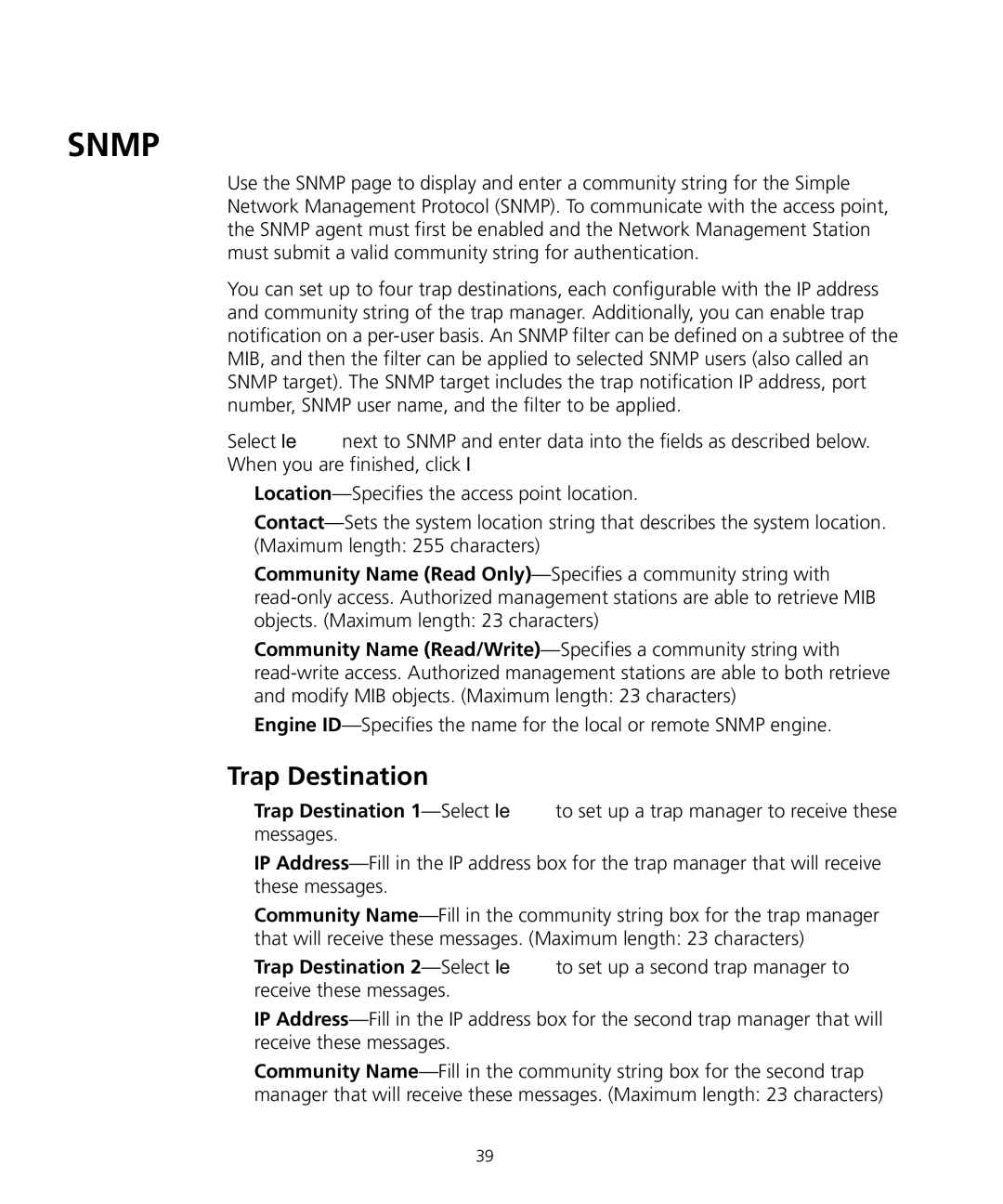 3Com WL-455 manual Snmp 