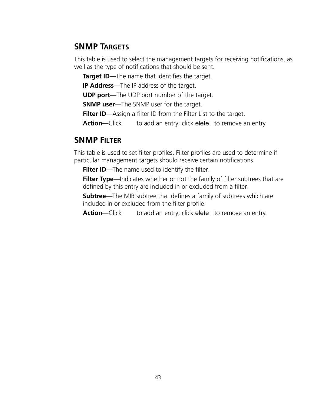 3Com WL-455 manual Snmp Targets, Snmp Filter 