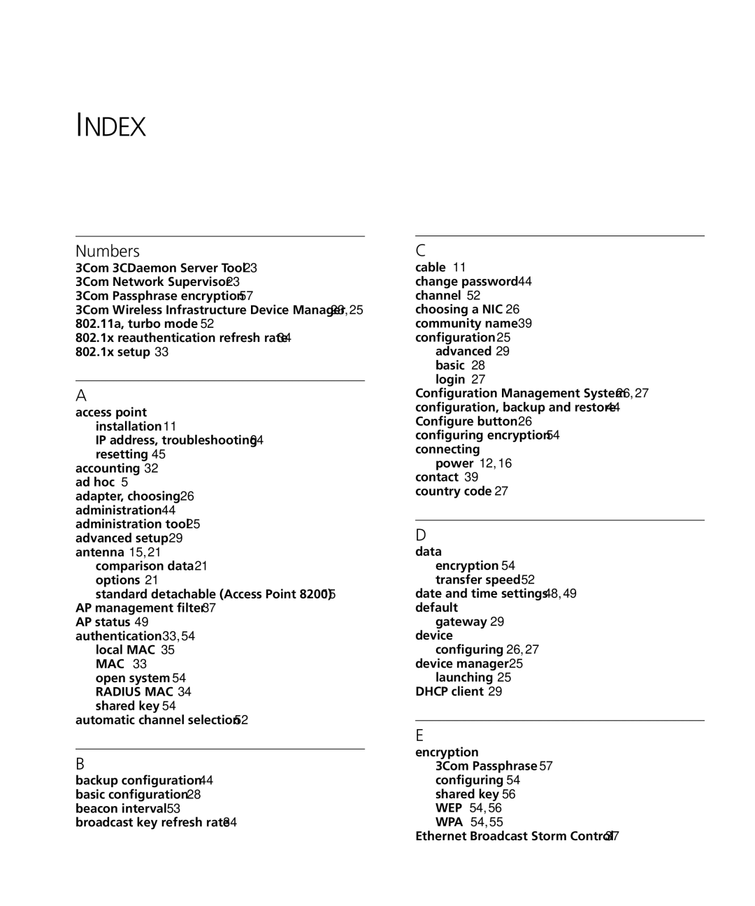 3Com WL-455 manual Index 