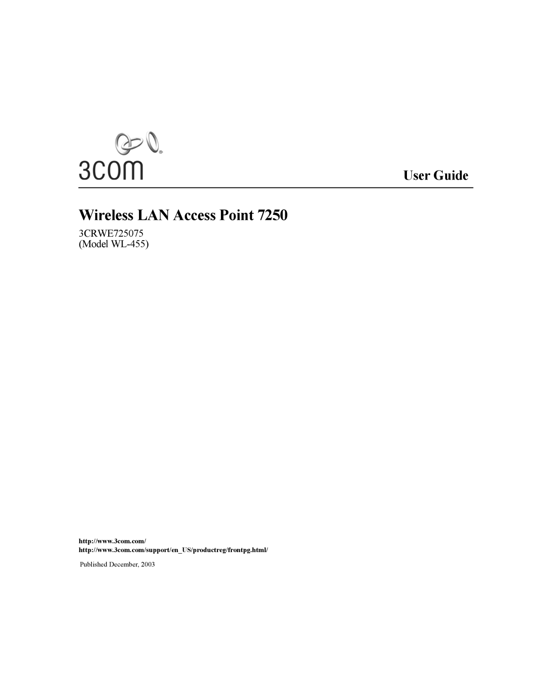 3Com WL-455 manual Wireless LAN Access Point 