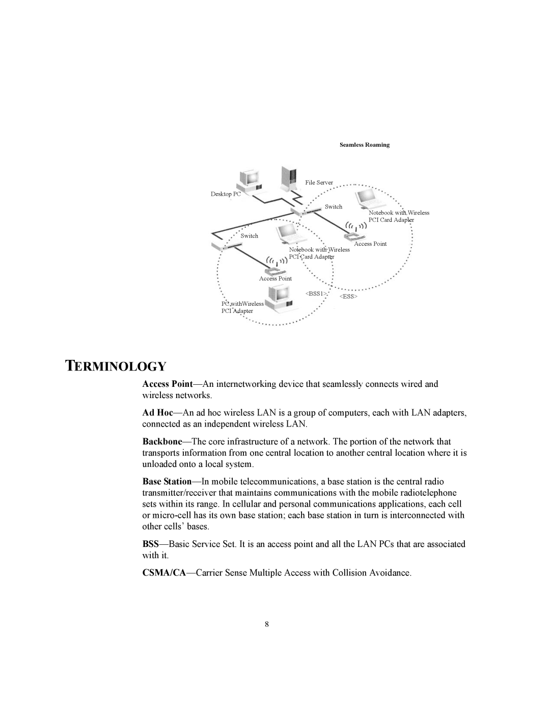 3Com WL-455 manual Terminology, Seamless Roaming 