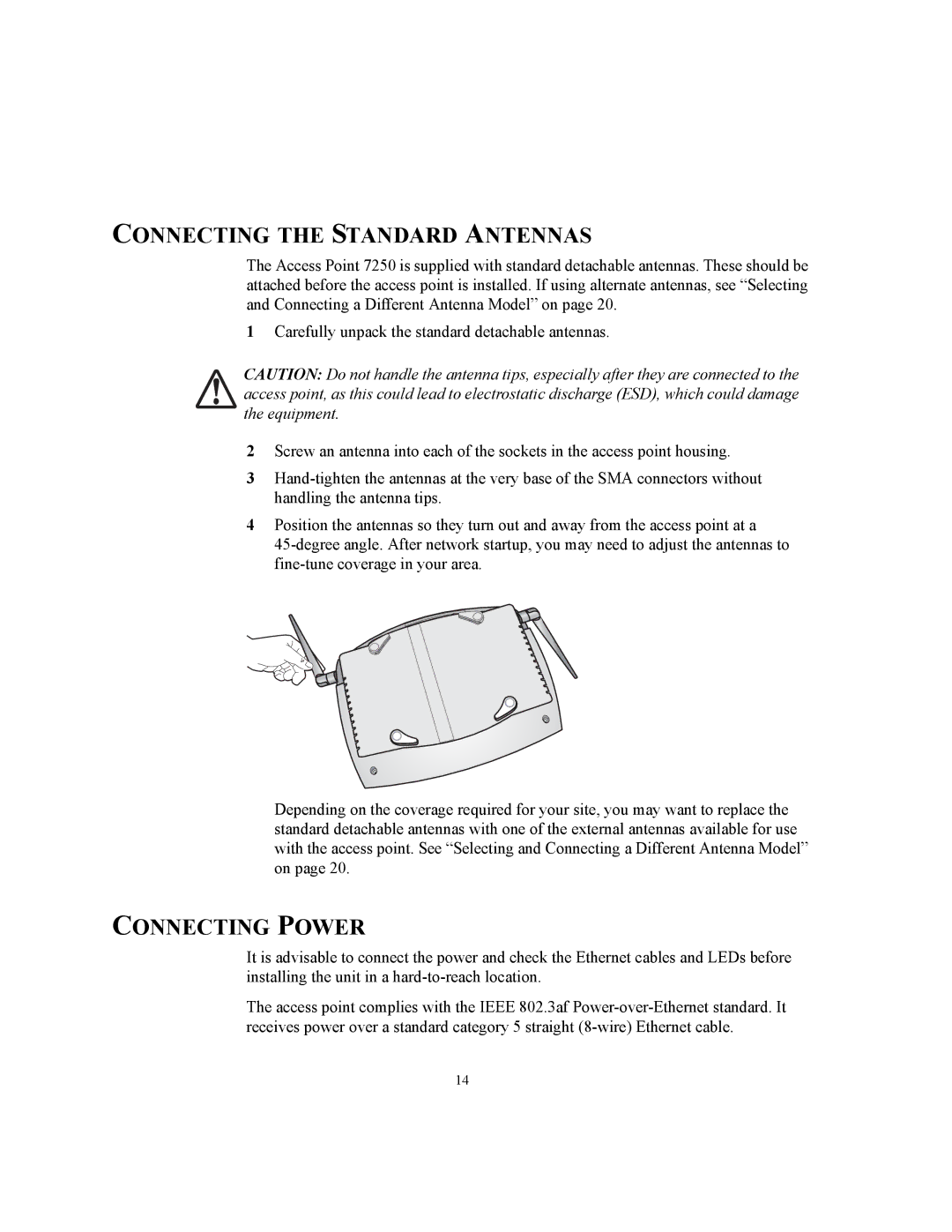 3Com WL-455 manual Connecting the Standard Antennas, Connecting Power 