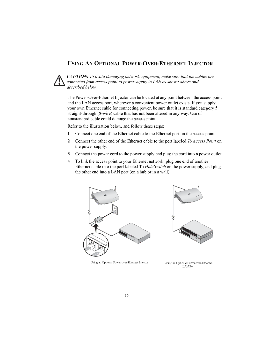 3Com WL-455 manual Using AN Optional POWER-OVER-ETHERNET Injector 