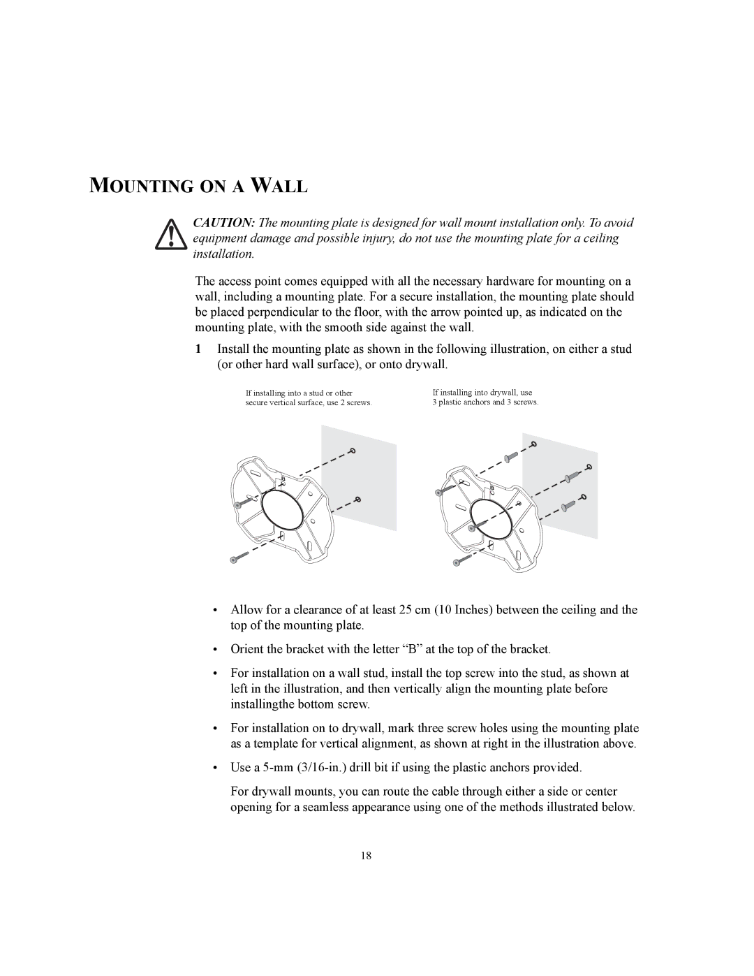 3Com WL-455 manual Mounting on a Wall 