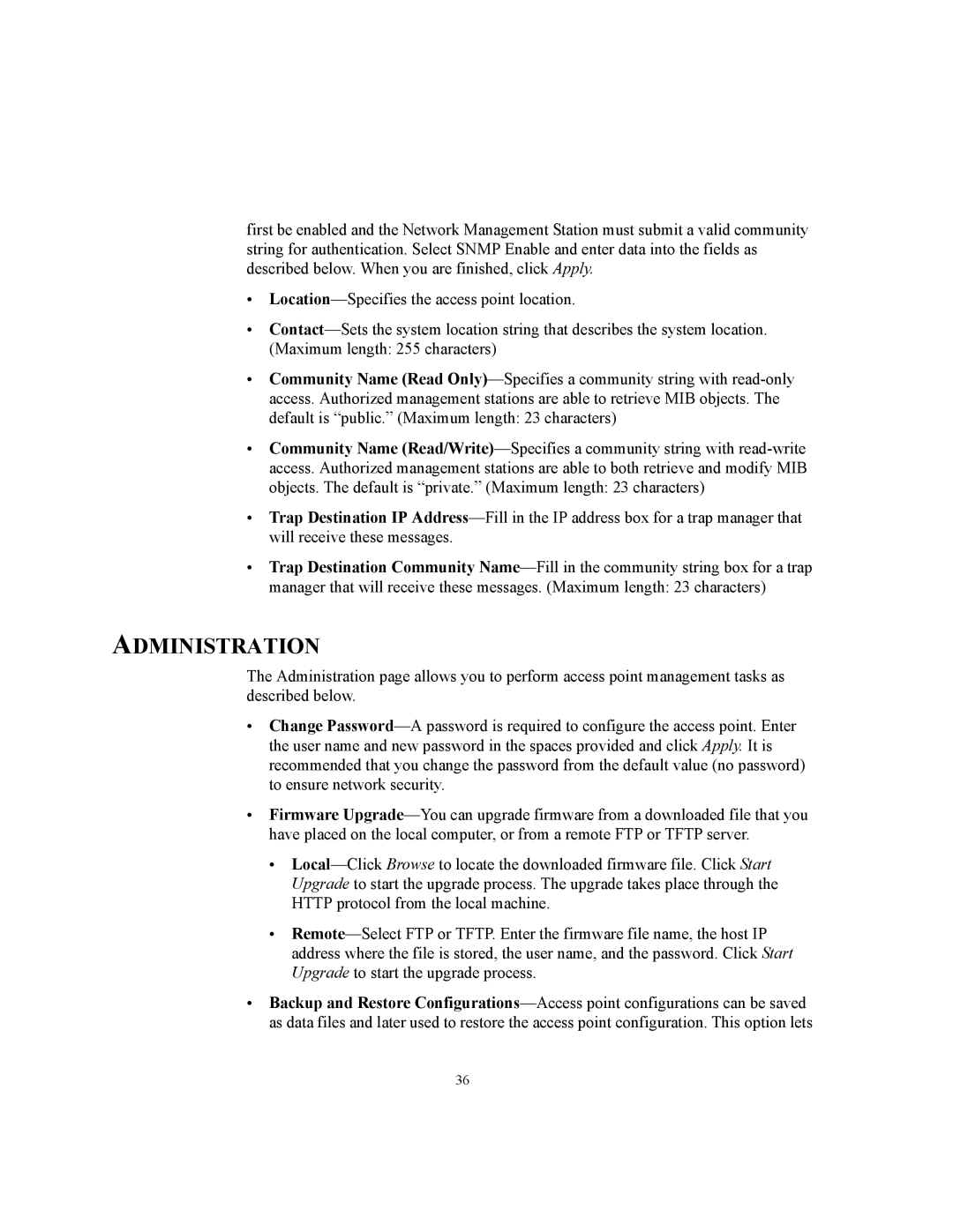 3Com WL-455 manual Administration 