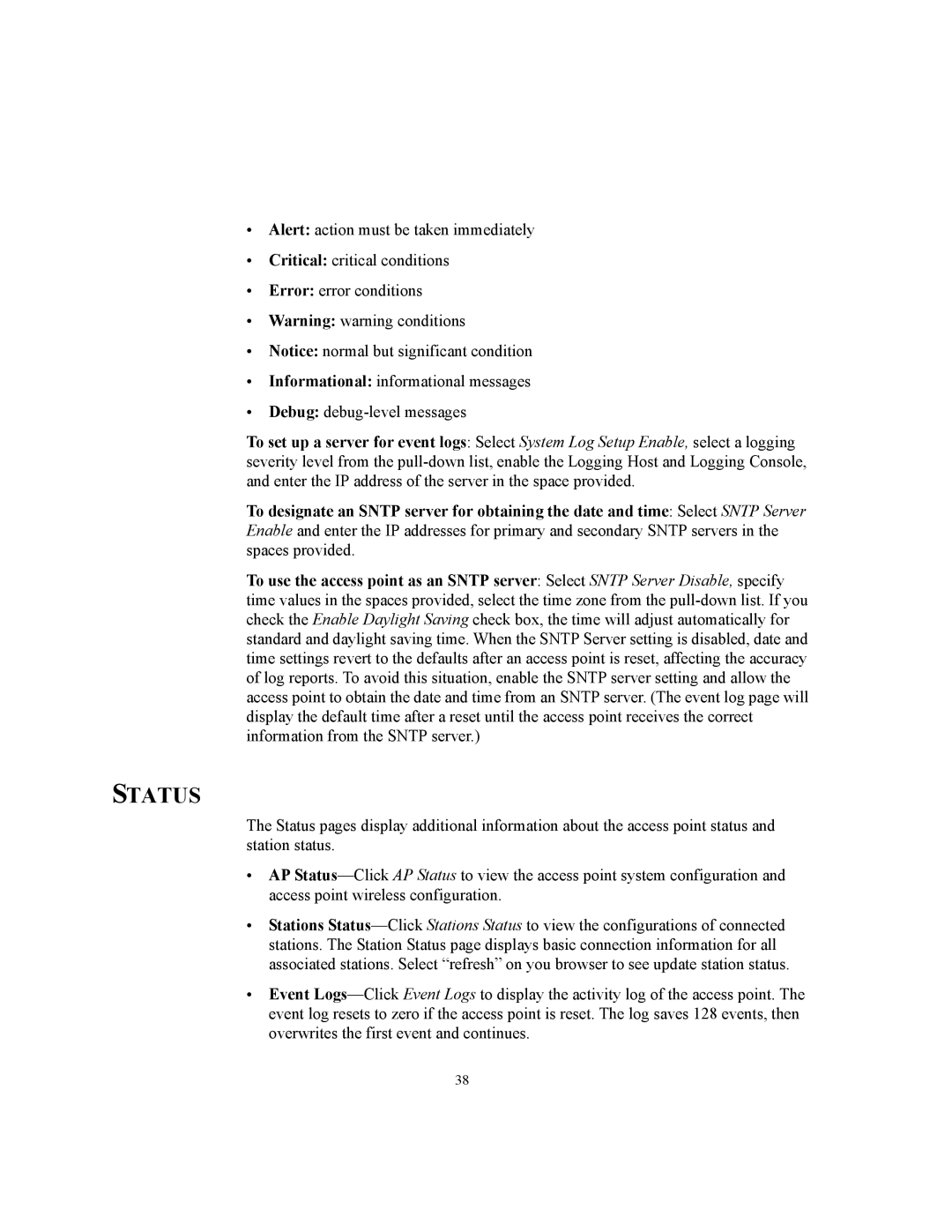 3Com WL-455 manual Status 