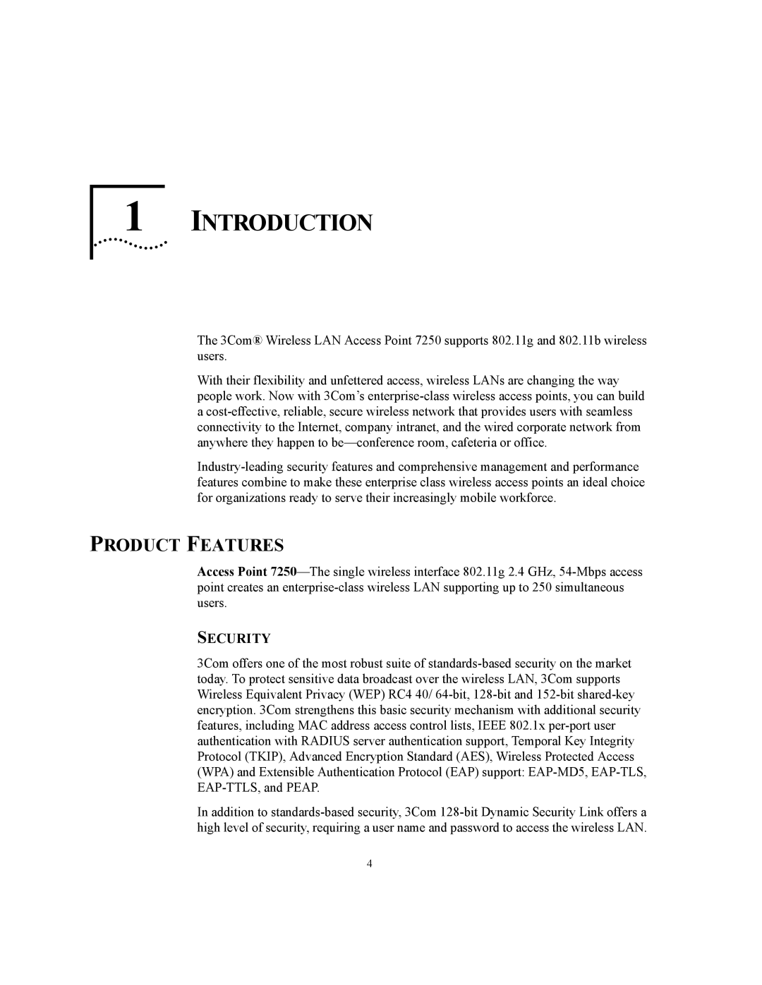 3Com WL-455 manual Product Features, Security 