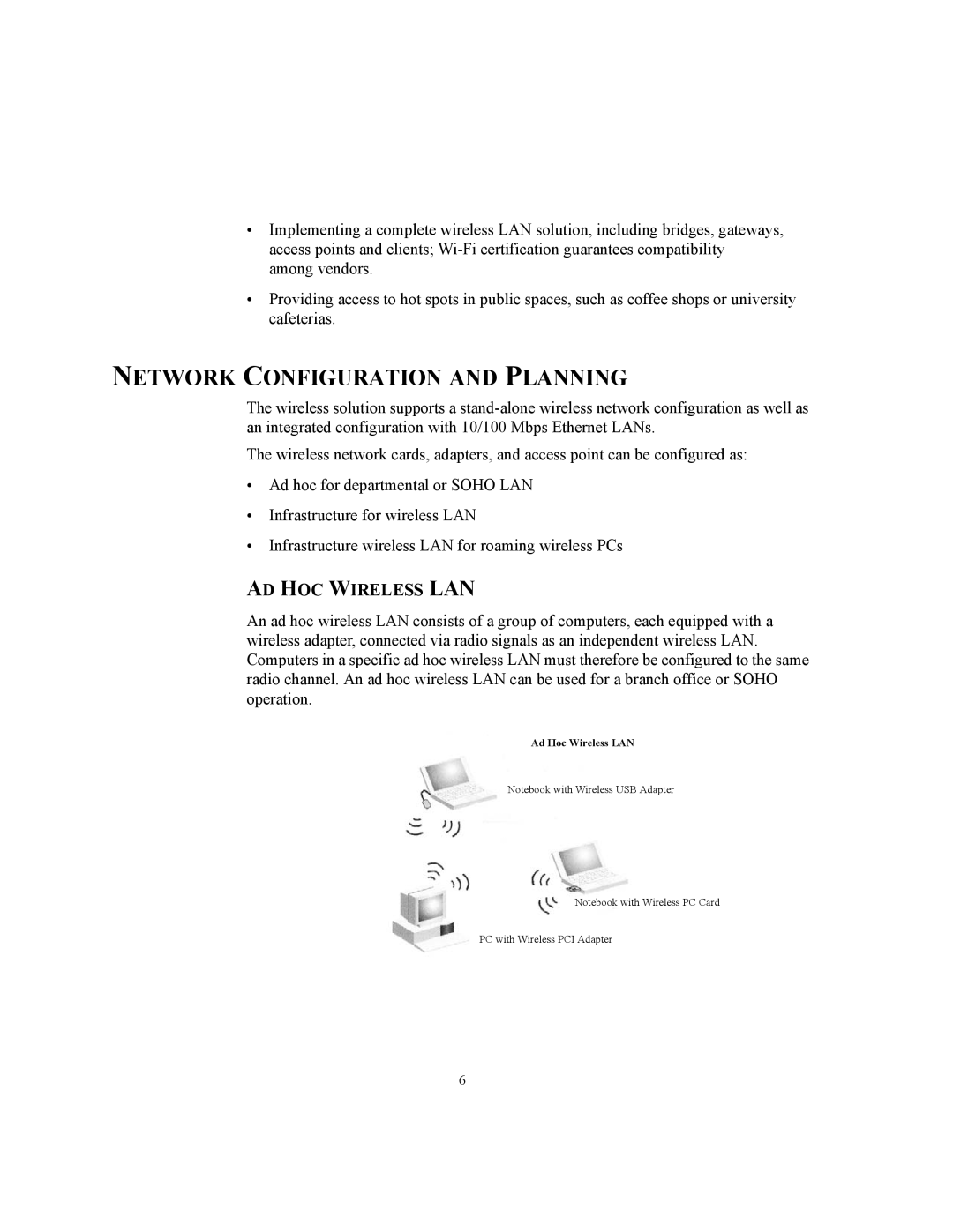 3Com WL-455 manual Network Configuration and Planning, AD HOC Wireless LAN 