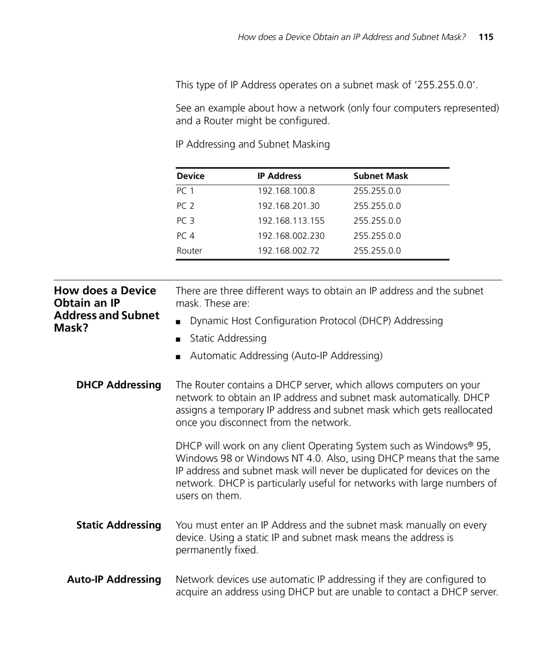 3Com WL-537S manual How does a Device Obtain an IP Address and Subnet Mask? 