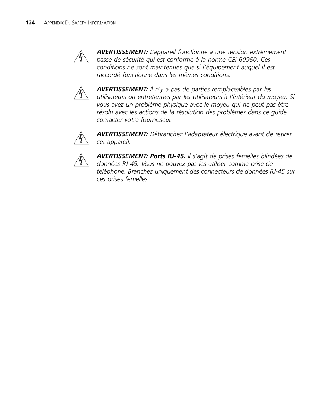 3Com WL-537S manual Appendix D Safety Information 