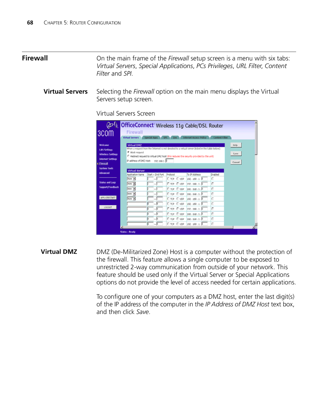 3Com WL-537S manual Firewall, Filter and SPI 