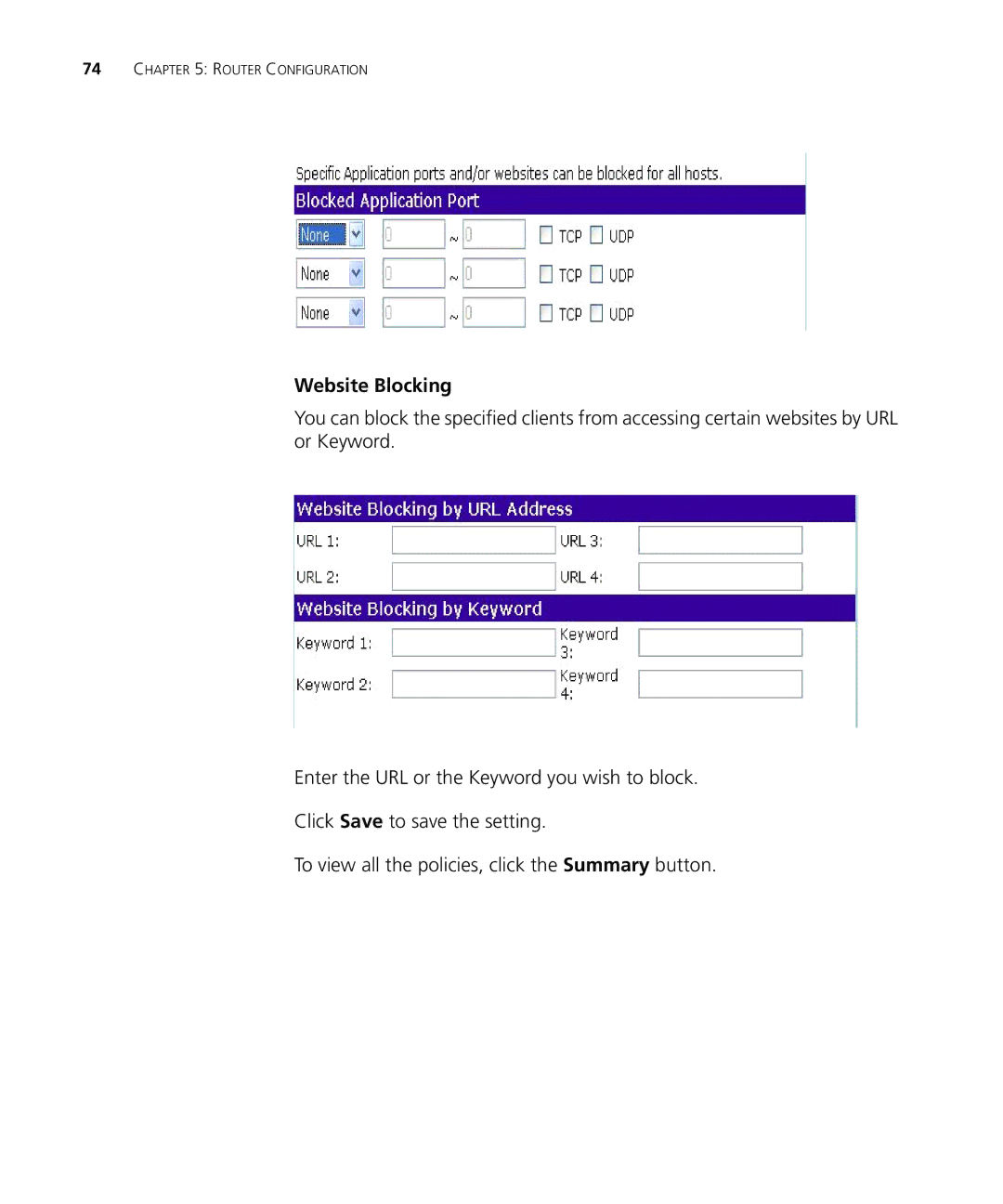 3Com WL-537S manual Website Blocking 