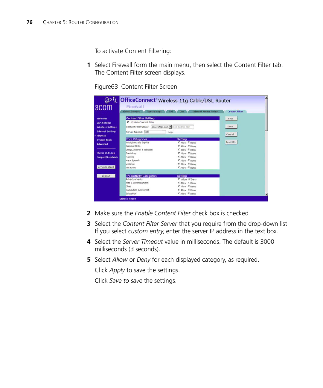 3Com WL-537S manual Router Configuration 