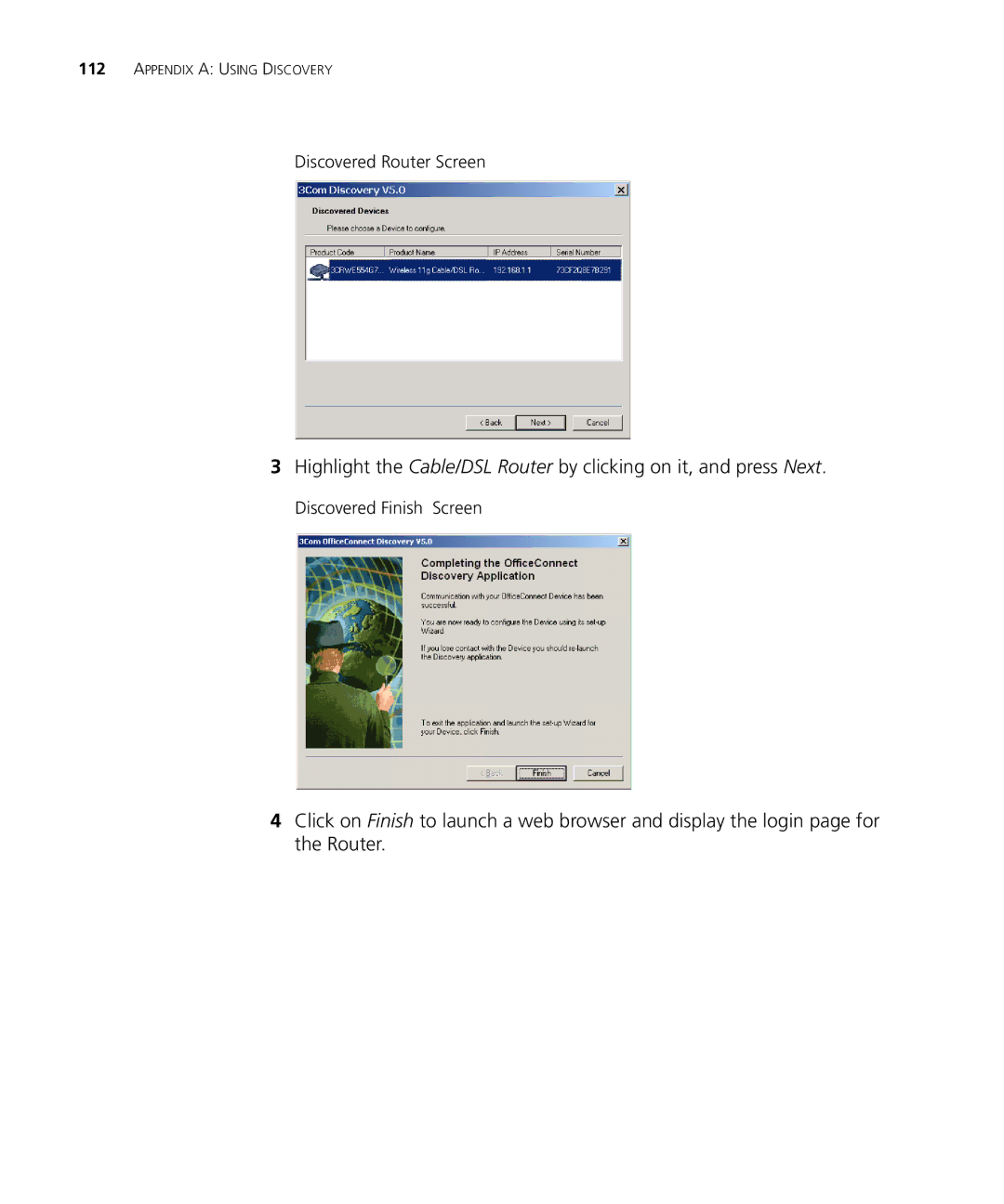 3Com WL-537S manual Discovered Router Screen 