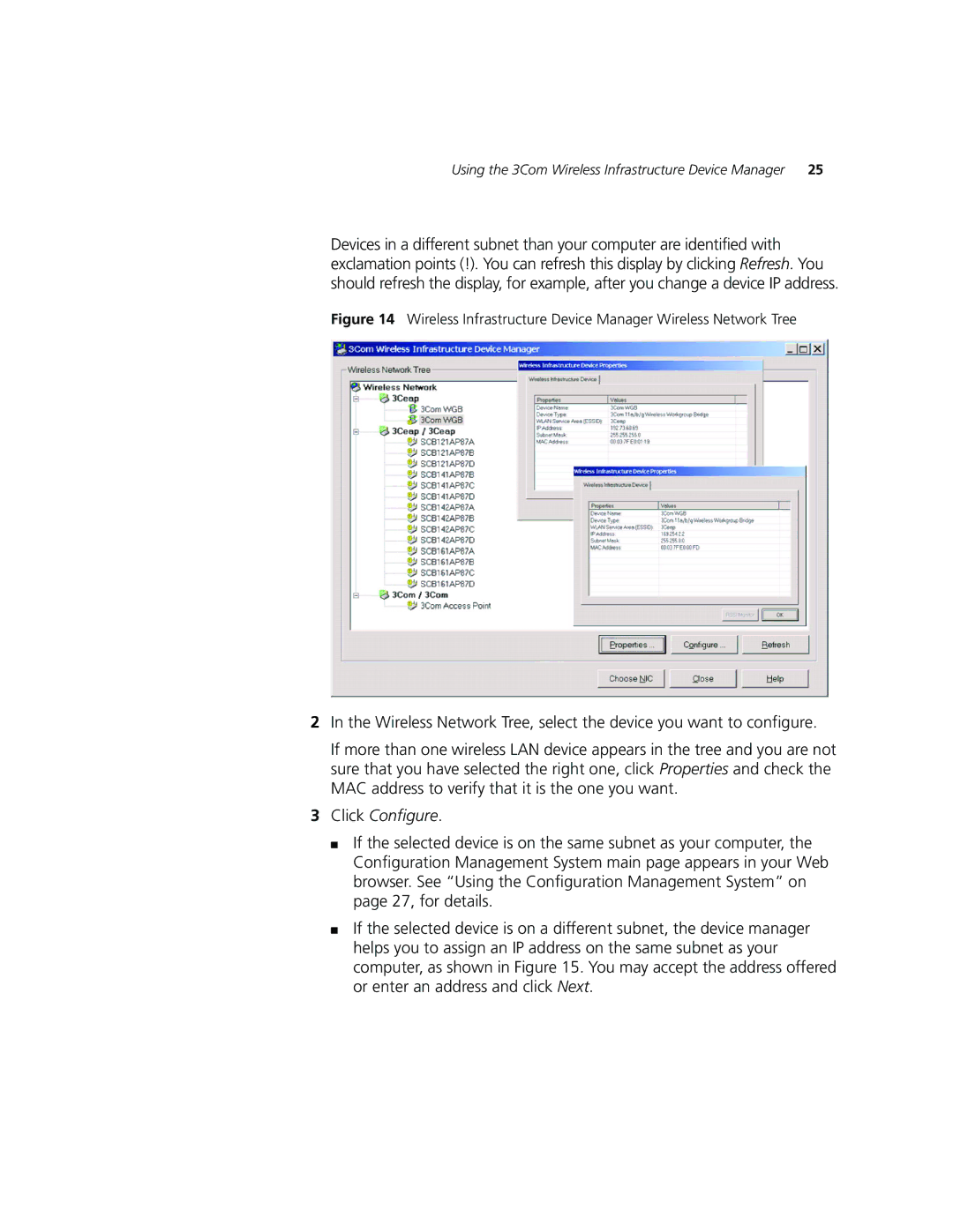 3Com WL-560 manual Click Configure, Using the 3Com Wireless Infrastructure Device Manager 