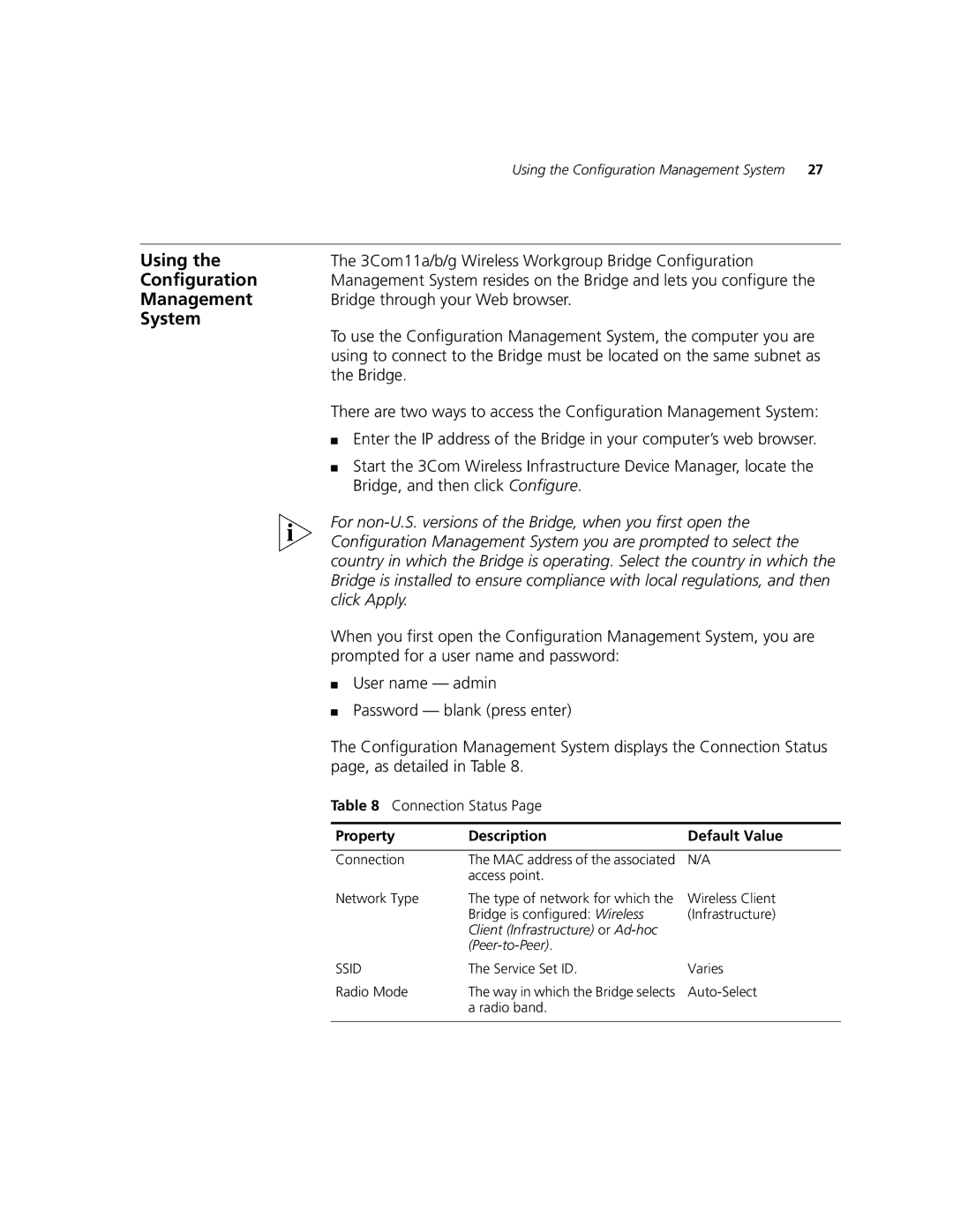 3Com WL-560 manual Using, Management, System 