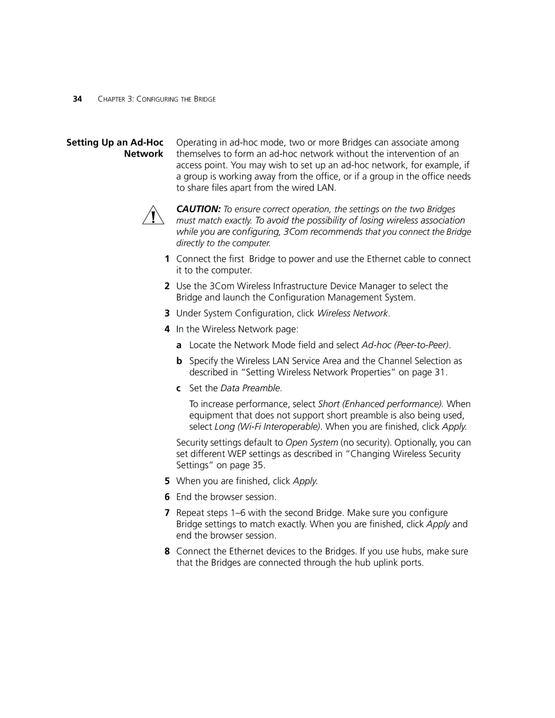 3Com WL-560 manual Set the Data Preamble 