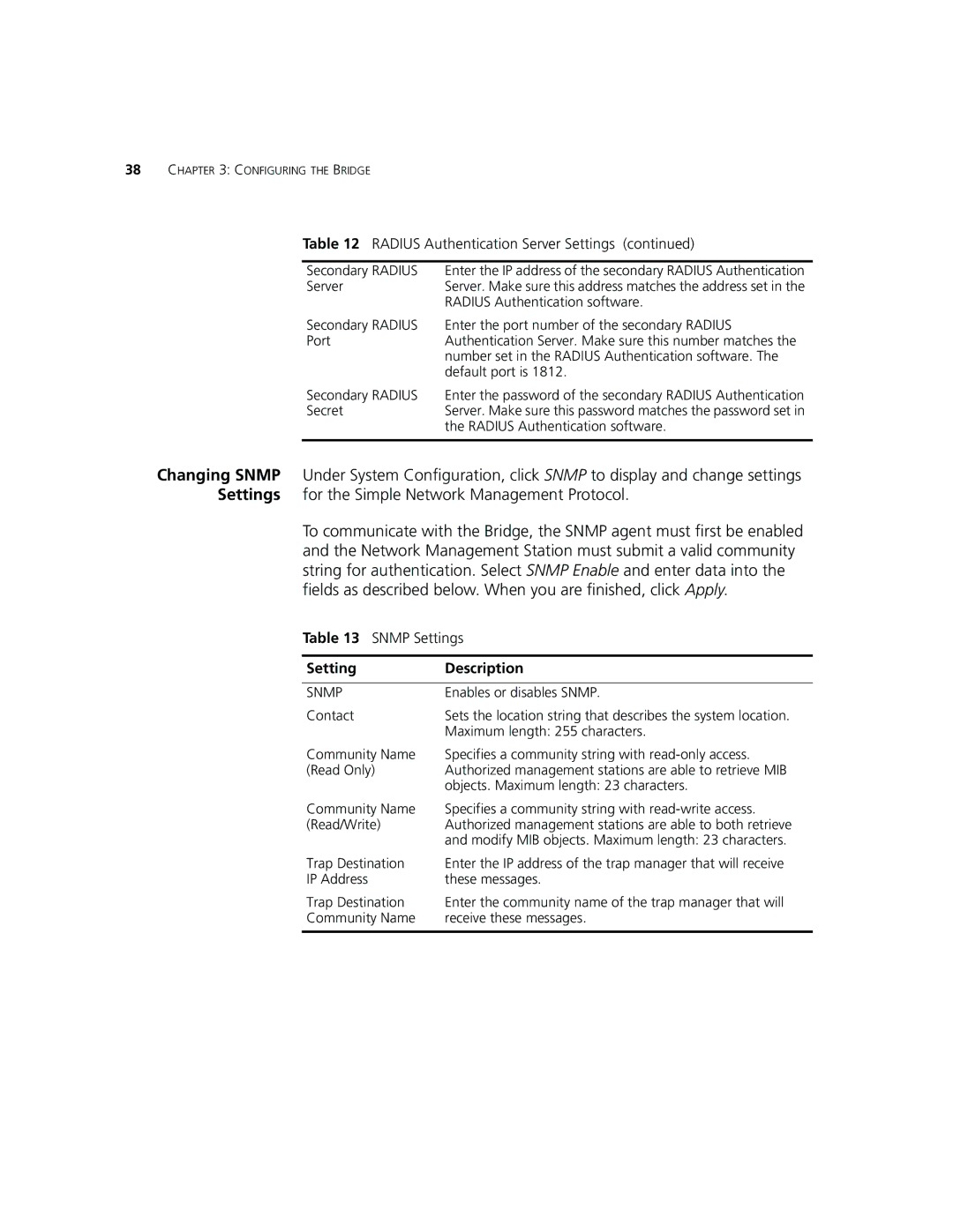 3Com WL-560 manual Secondary Radius 